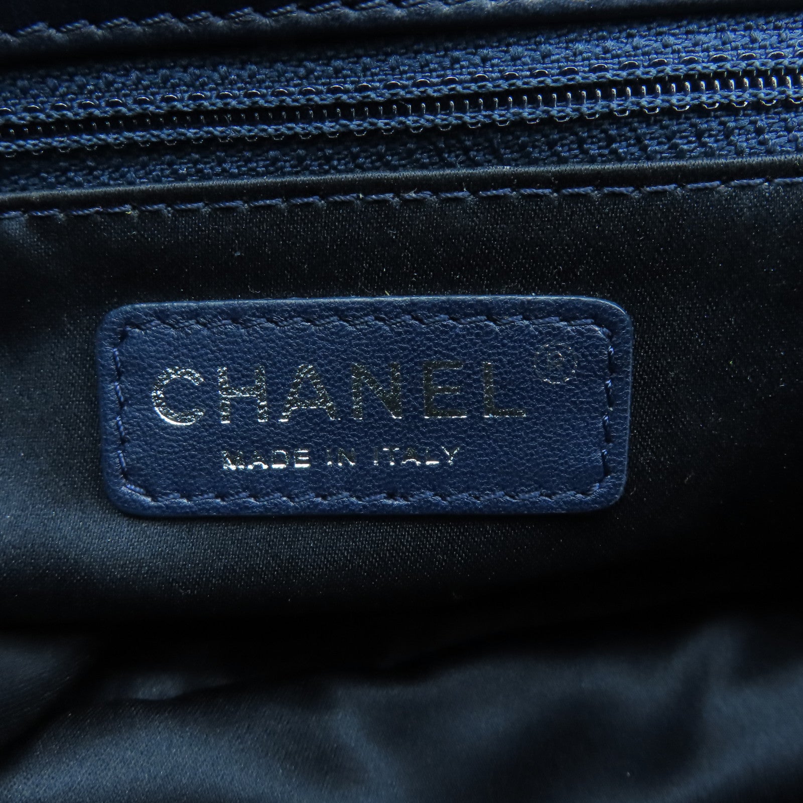 CHANEL Beaded Chain Shoulder Silver Buckle Chain Shoulder Bag Blue