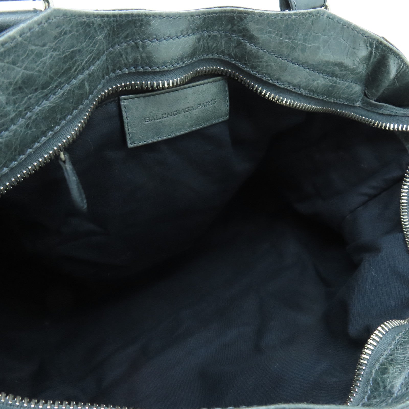 BALENCIAGA 牛皮皮革Giant Part Time銀扣手挽肩背兩用袋灰色