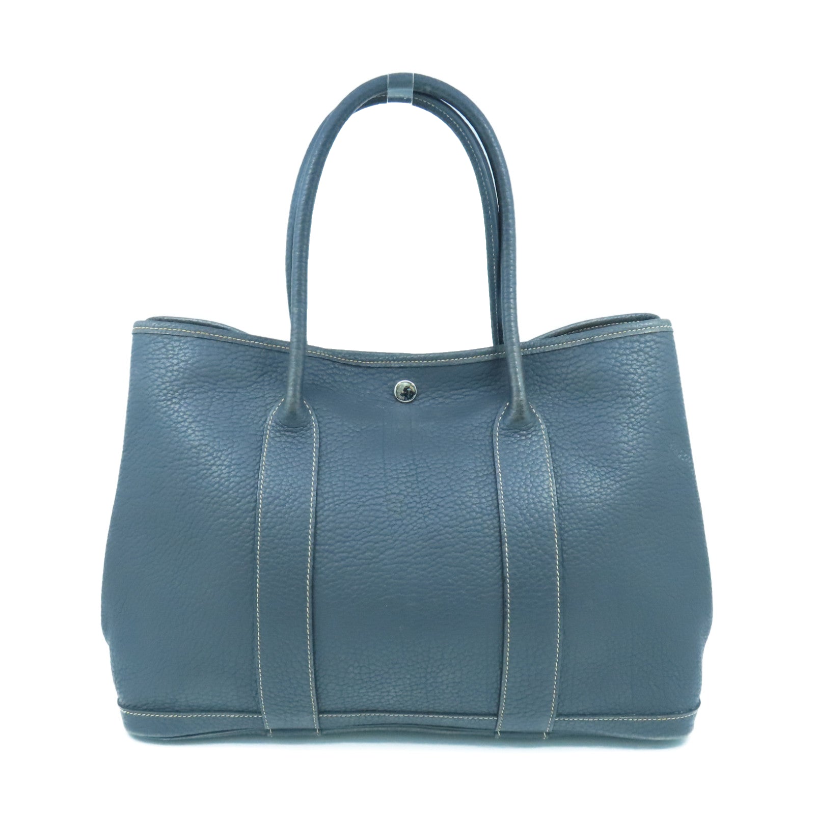 HERMES GardenParty PM silver buckle handle bag Graphite gray