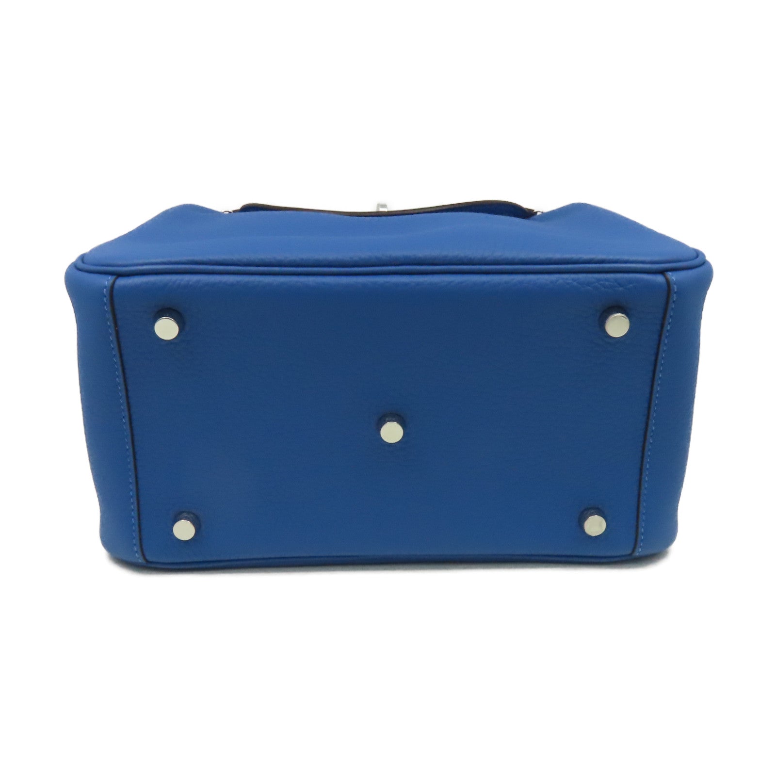 HERMES Clemence皮革Lindy 26 Shoulder Bag銀扣肩背袋Blue Royal/皇室藍色