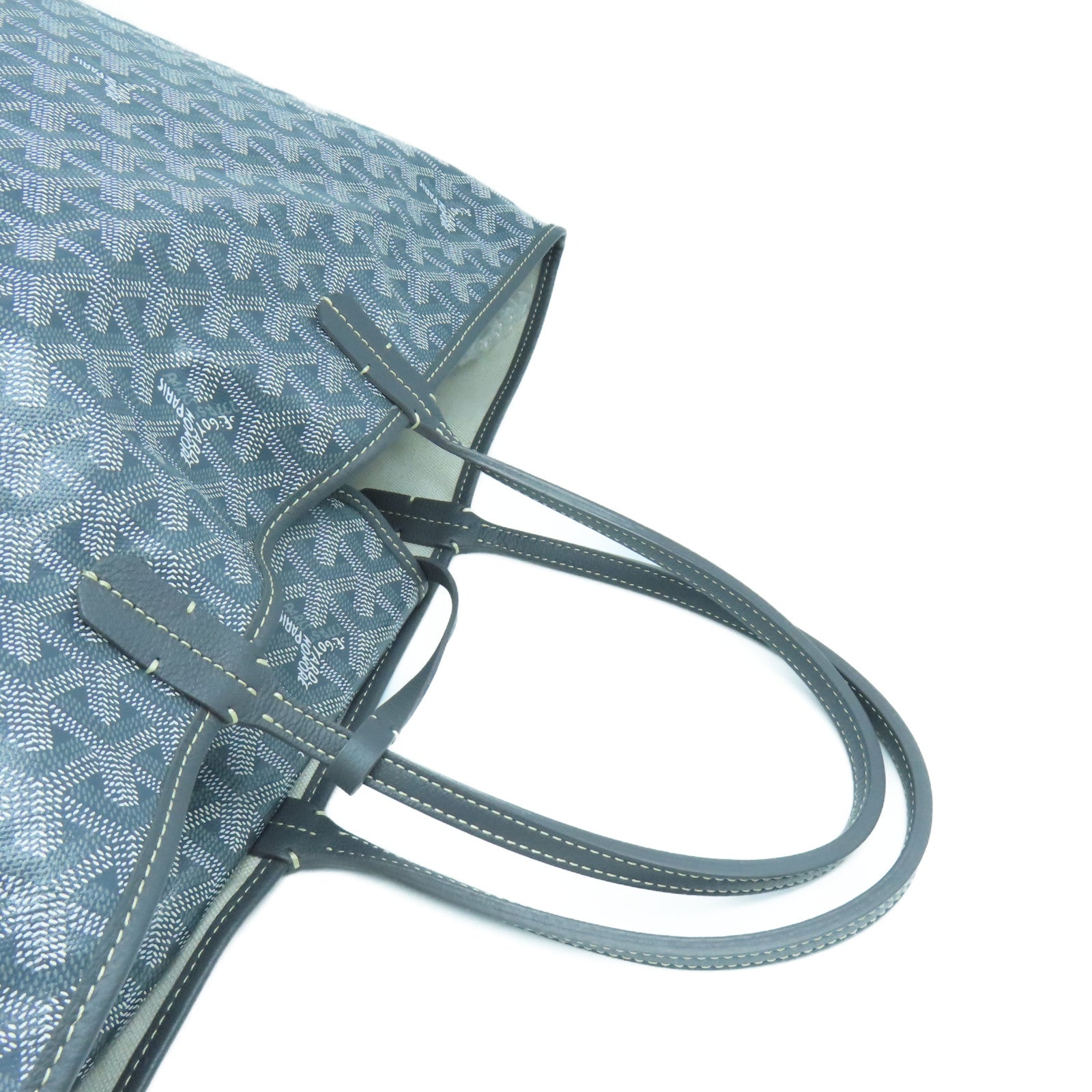 GOYARD 涂层帆布Saint Louis银扣手挽袋灰色