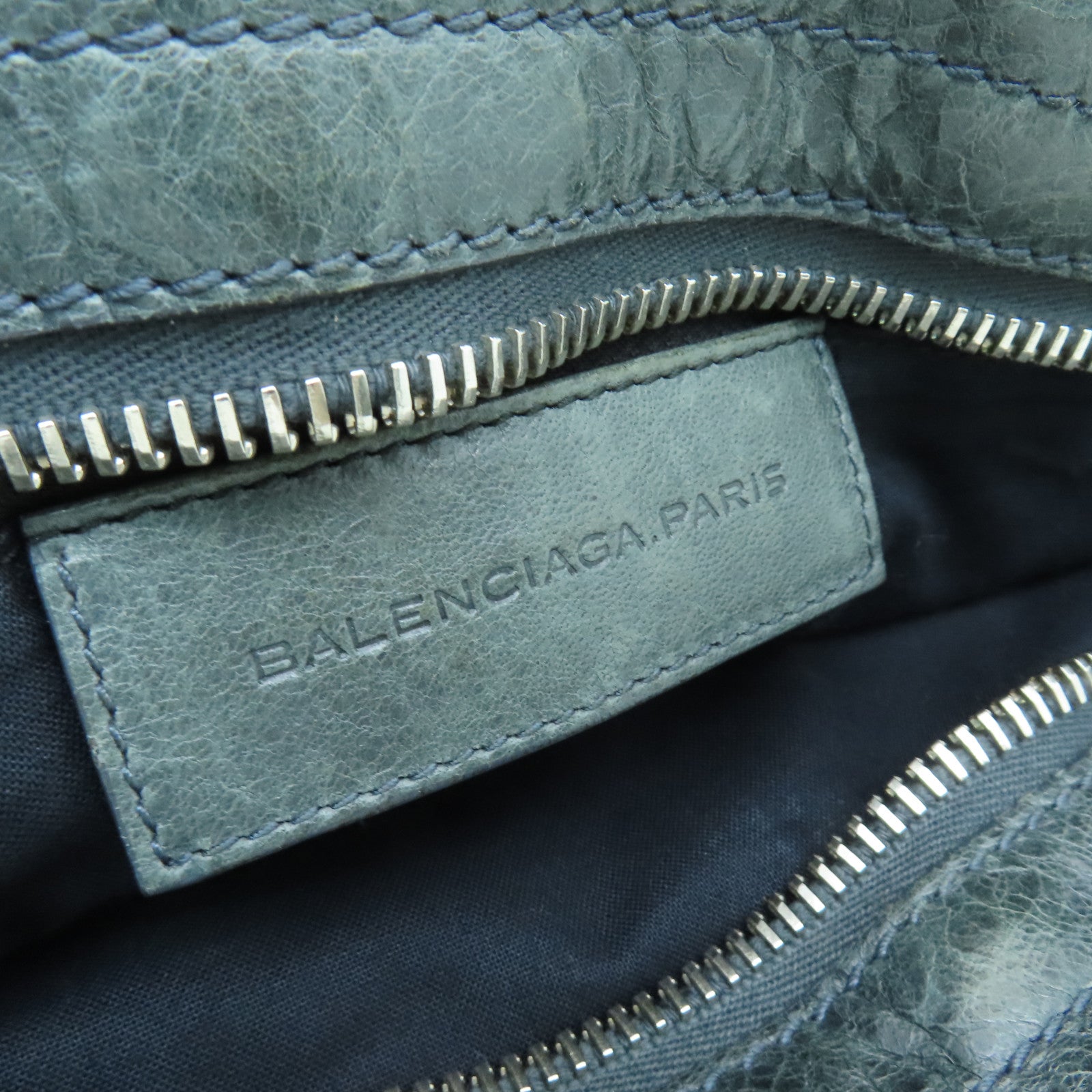 BALENCIAGA 牛皮皮革Giant Part Time銀扣手挽肩背兩用袋灰色