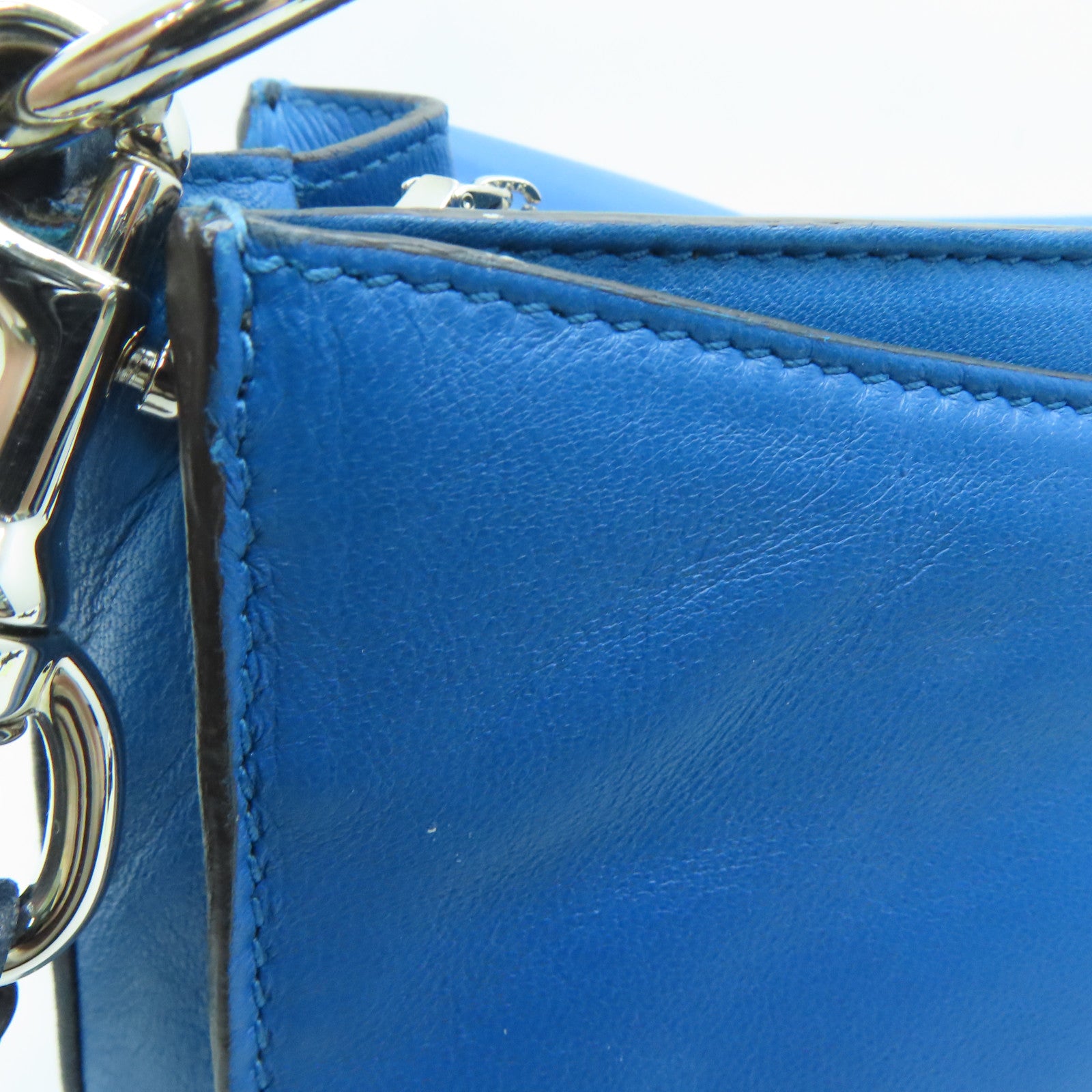 LOEWE 【激減優惠】羊皮皮革Shoulder Bag銀扣肩背袋藍色