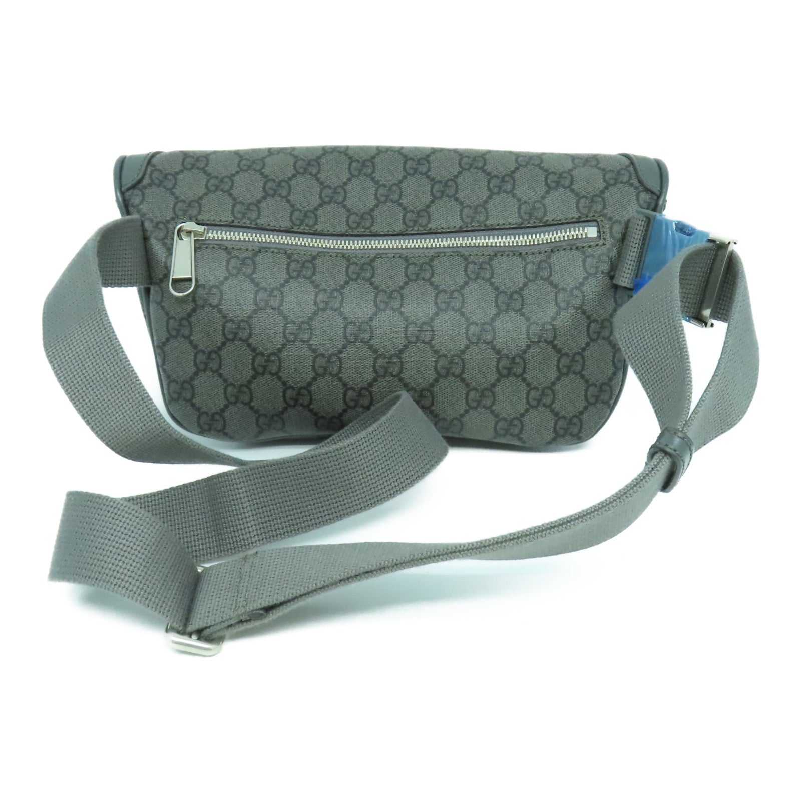 GUCCI 塗層帆布Shoulder Bag銀扣肩背袋灰色