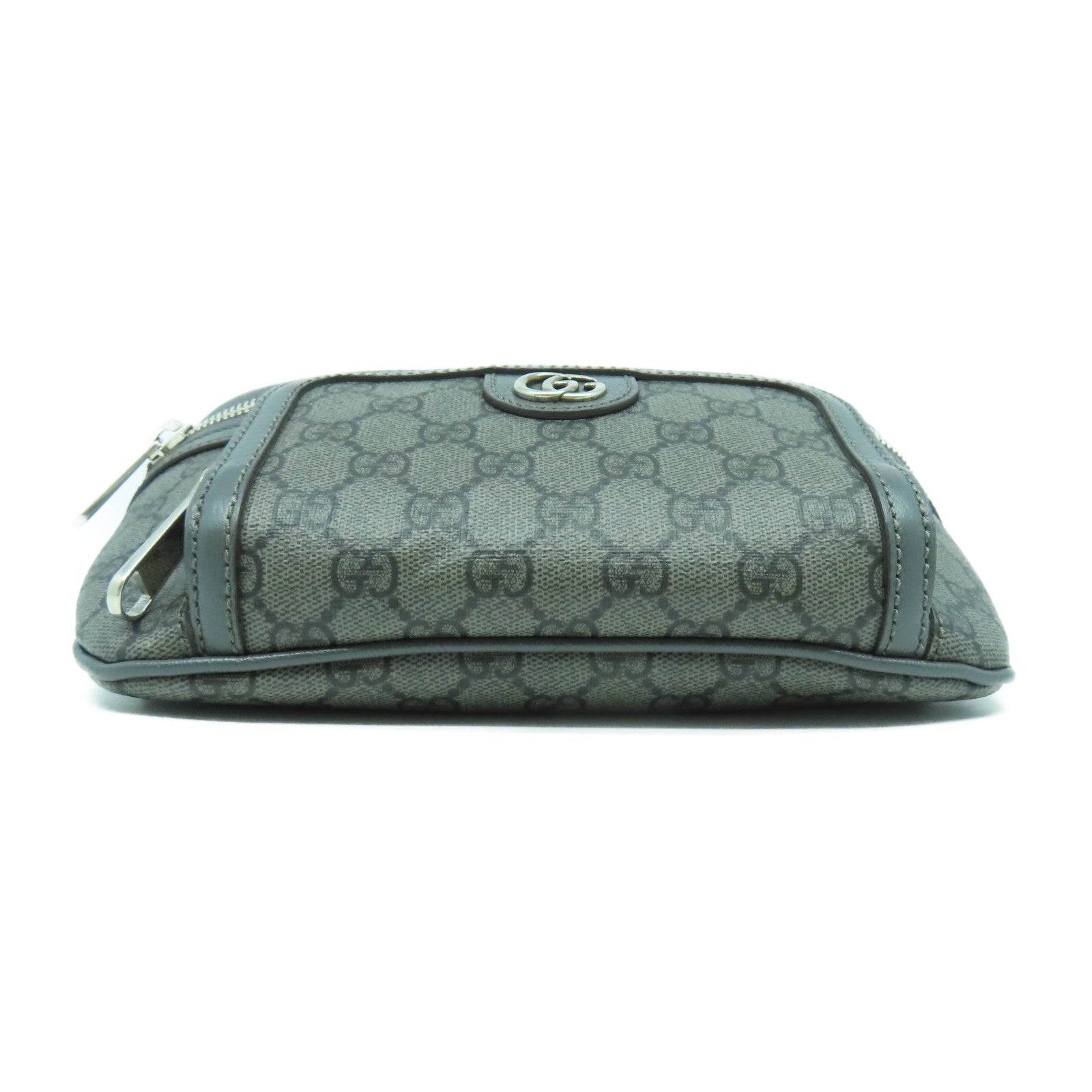 GUCCI 塗層帆布Shoulder Bag銀扣肩背袋灰色