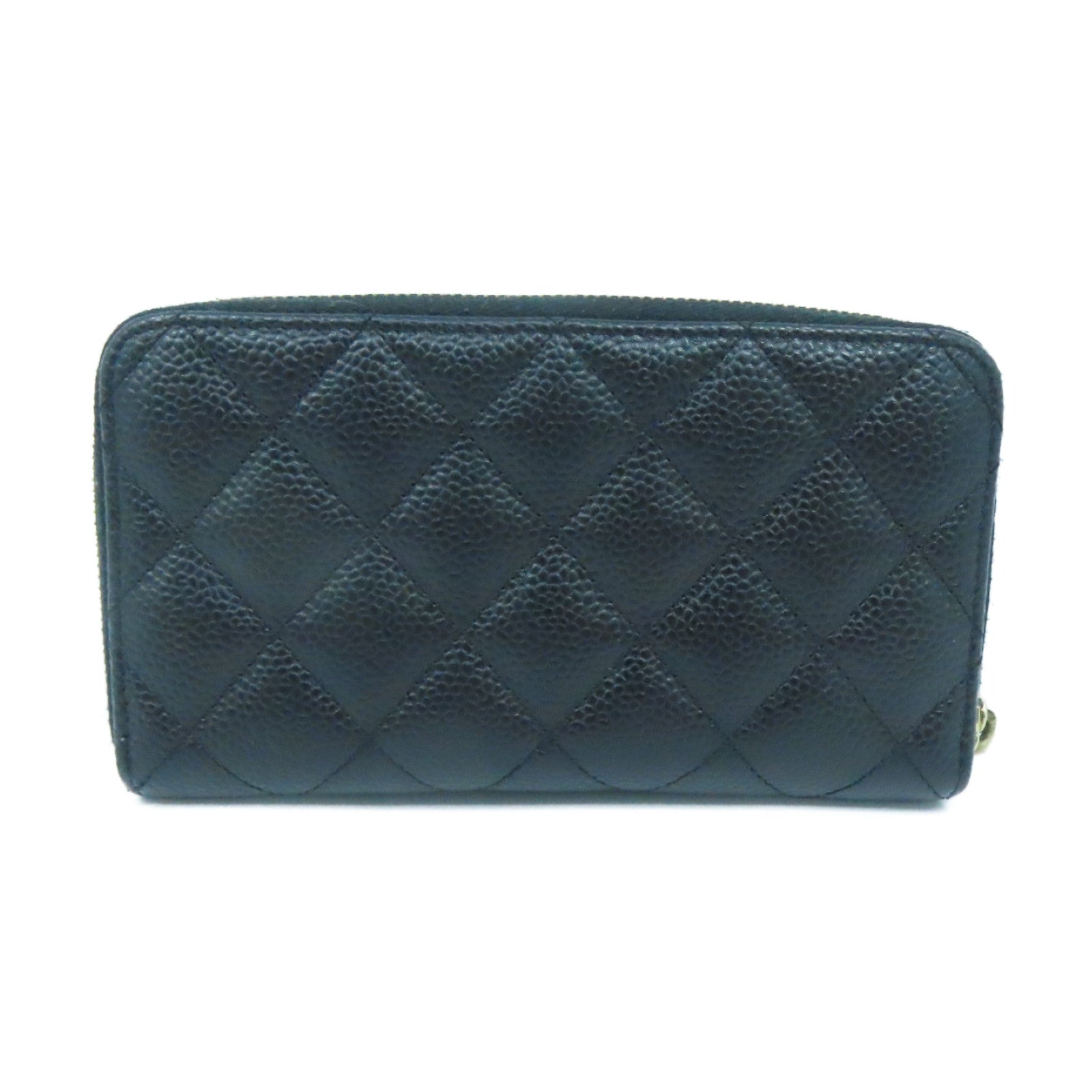 CHANEL Caviar皮革Wallet金扣钱包黑色