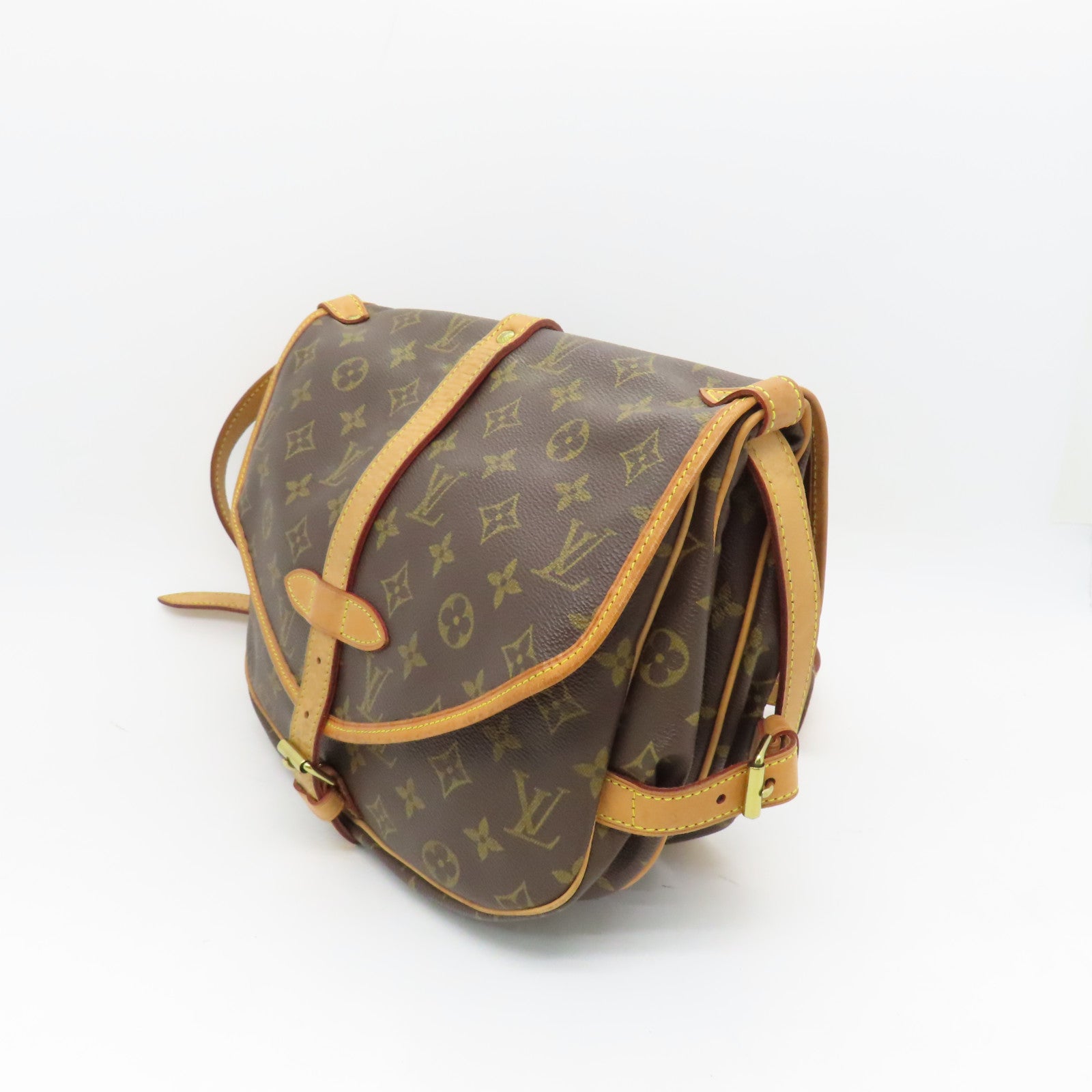LOUIS VUITTON Monogram Saumur 30金扣肩背袋棕色