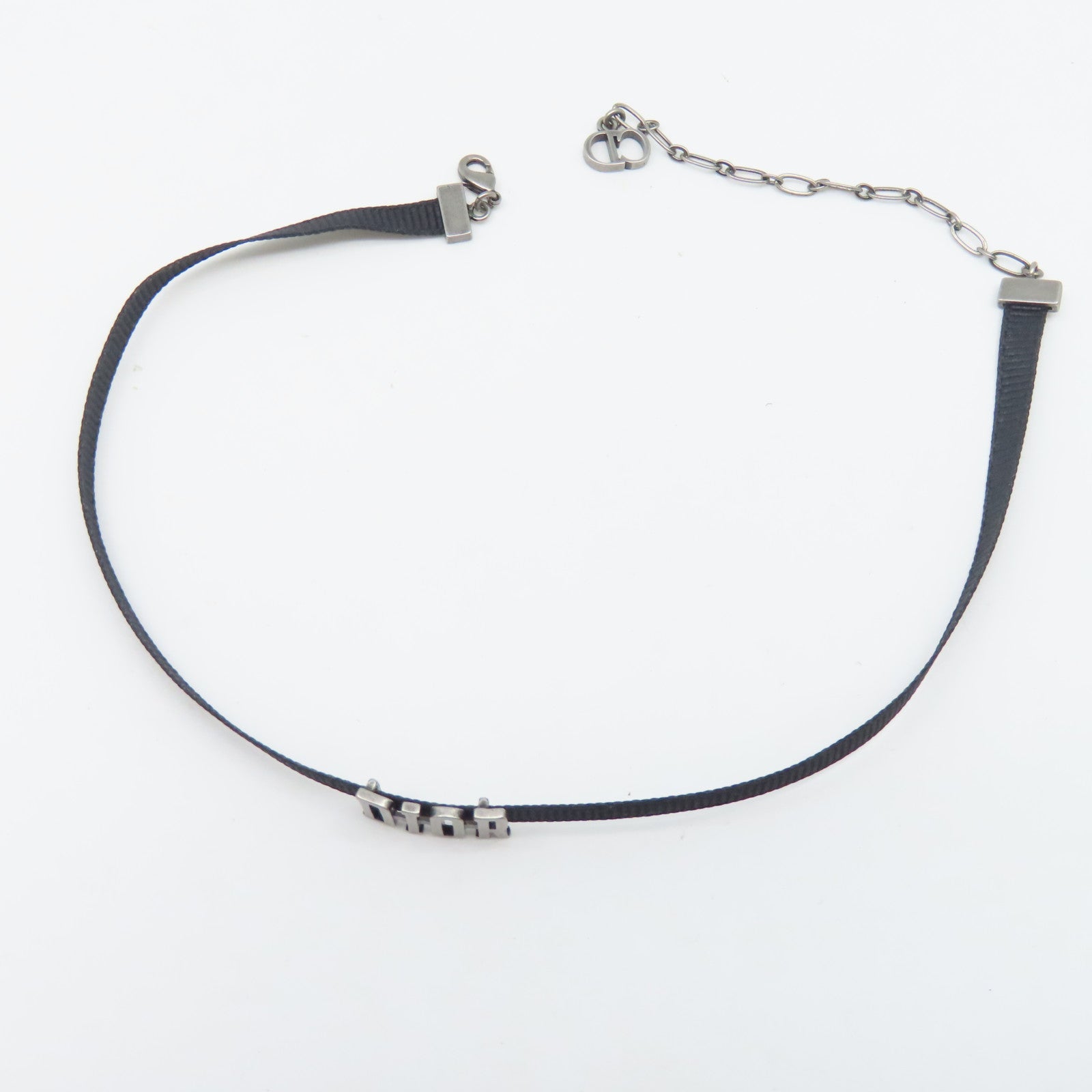 Dior 帆布/金屬Necklace項鍊黑色/銀色