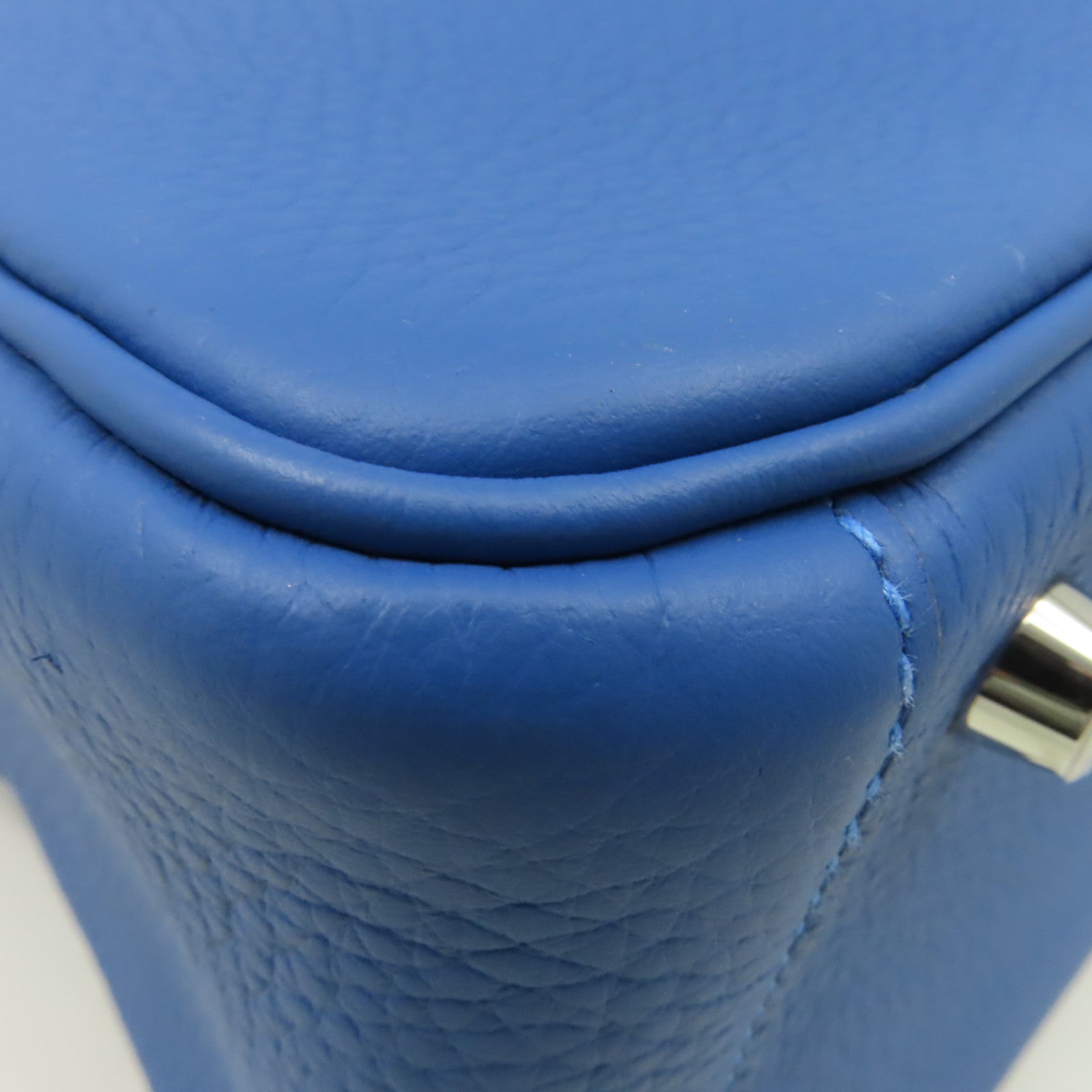 HERMES Clemence皮革Lindy 26 Shoulder Bag銀扣肩背袋Blue Royal/皇室藍色