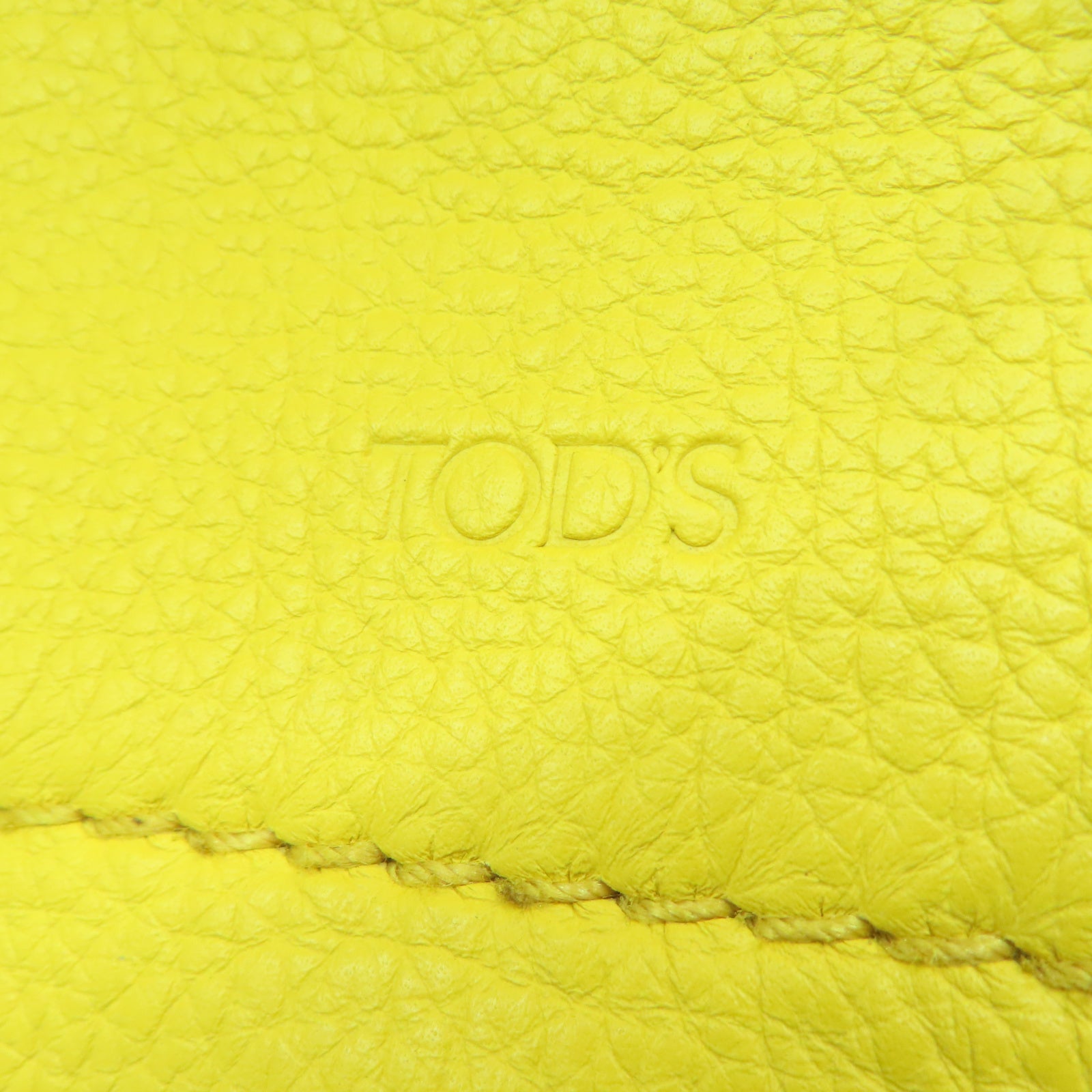 TOD’S 牛皮皮革2 Way Bag銀扣手挽肩背兩用袋黃色