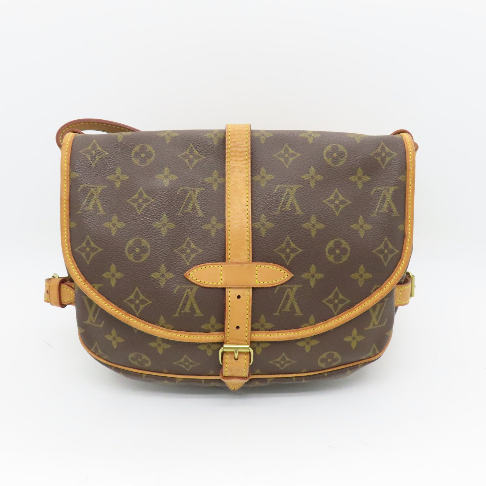 LOUIS VUITTON Monogram Saumur 30金扣肩背袋棕色