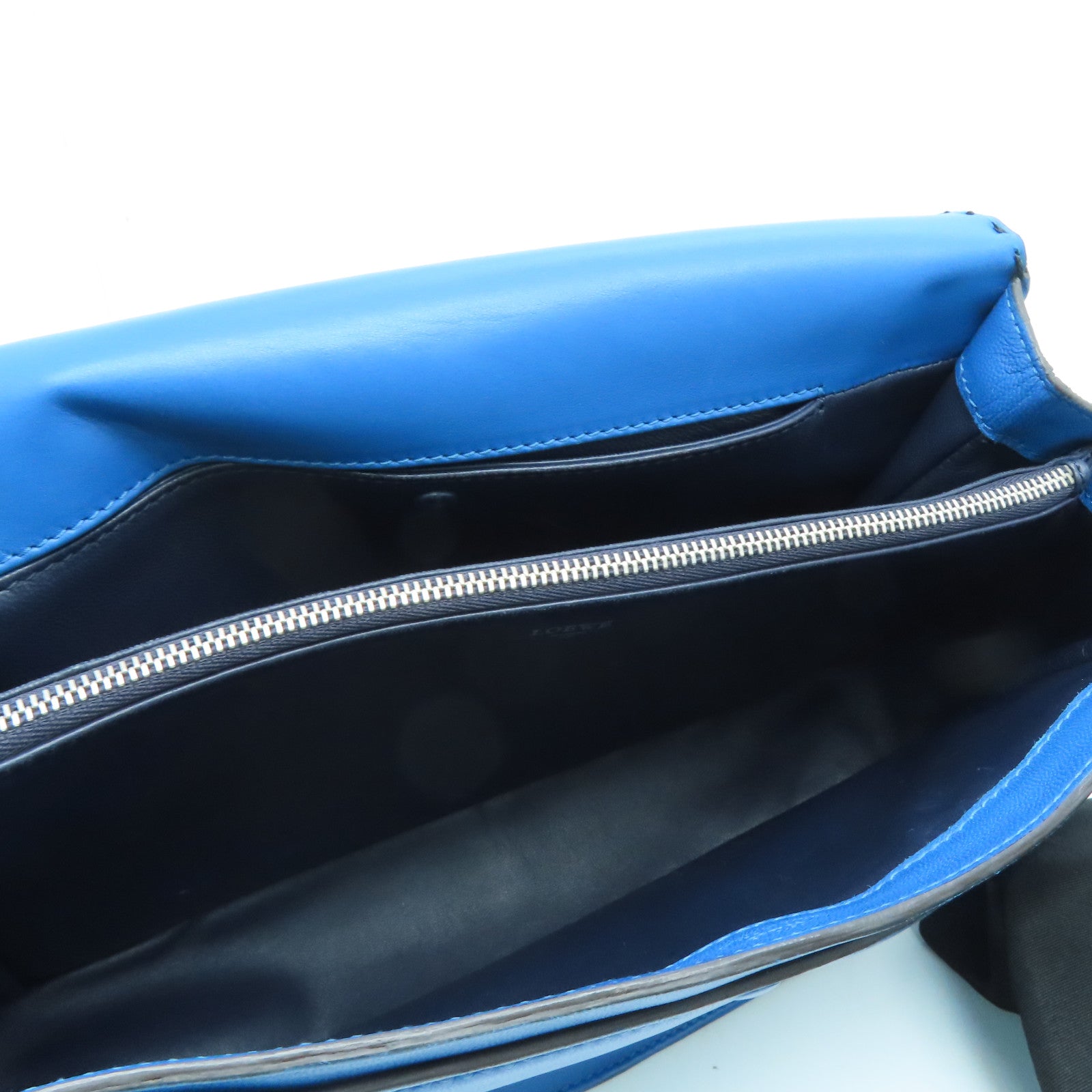 LOEWE 【激減優惠】羊皮皮革Shoulder Bag銀扣肩背袋藍色