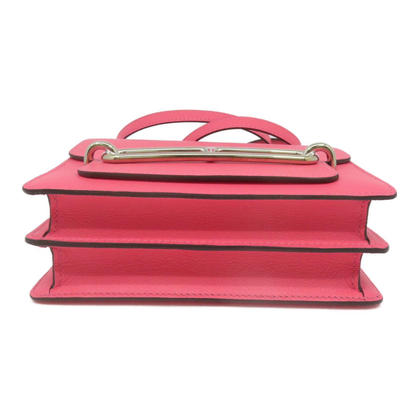 HERMES Evercolor皮革Mini Roulis银扣链带肩背袋Rose Azalee