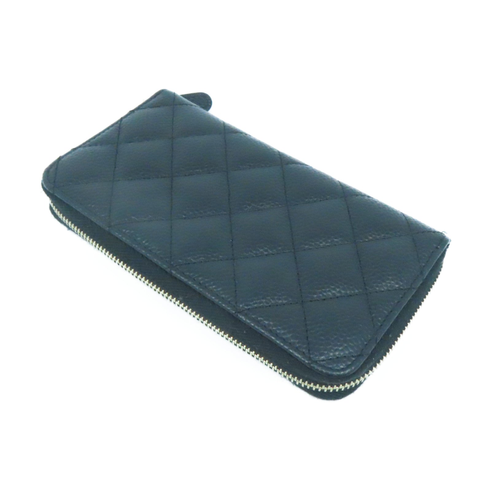 CHANEL Caviar皮革Wallet金扣钱包黑色