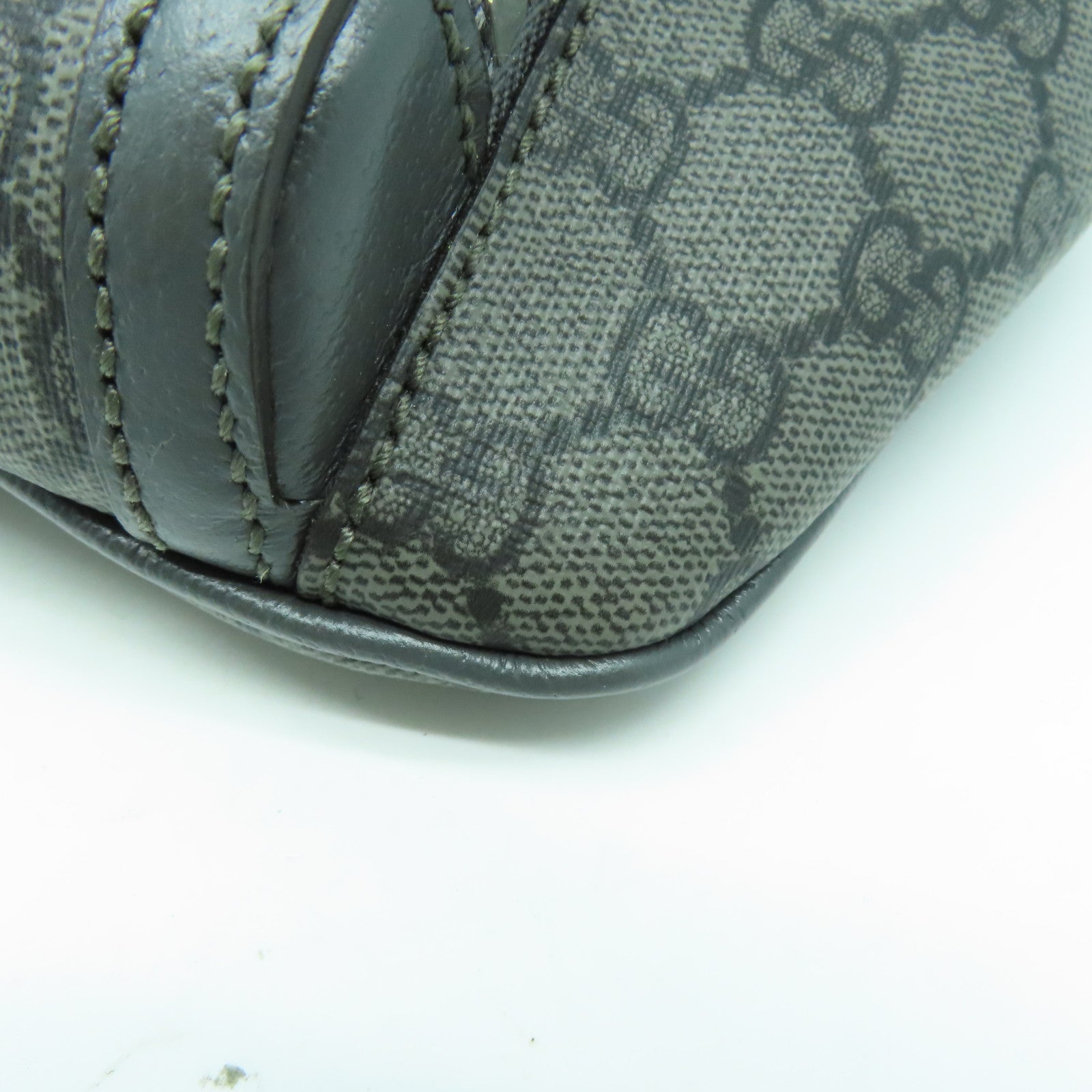 GUCCI 塗層帆布Shoulder Bag銀扣肩背袋灰色