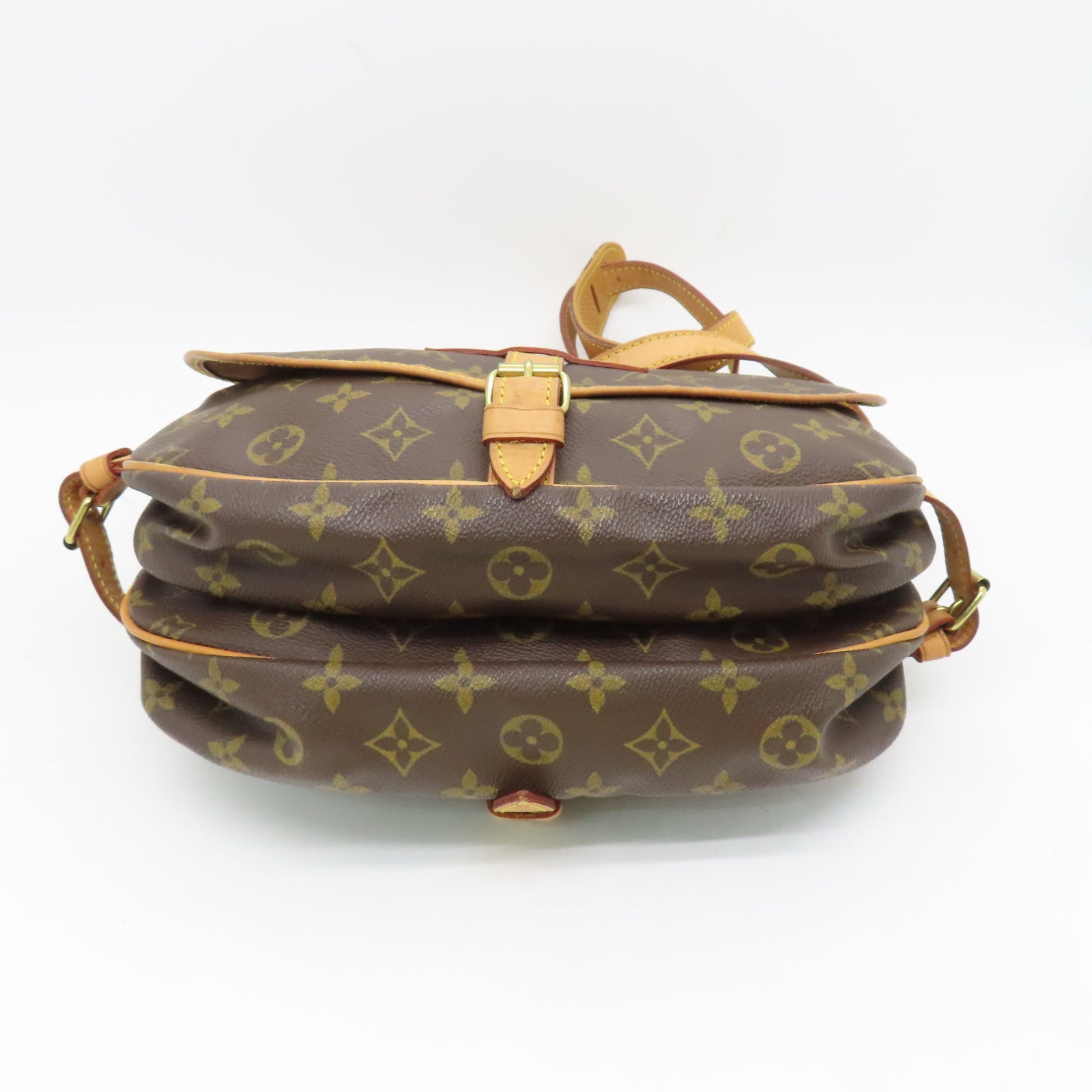 LOUIS VUITTON Monogram Saumur 30金扣肩背袋棕色