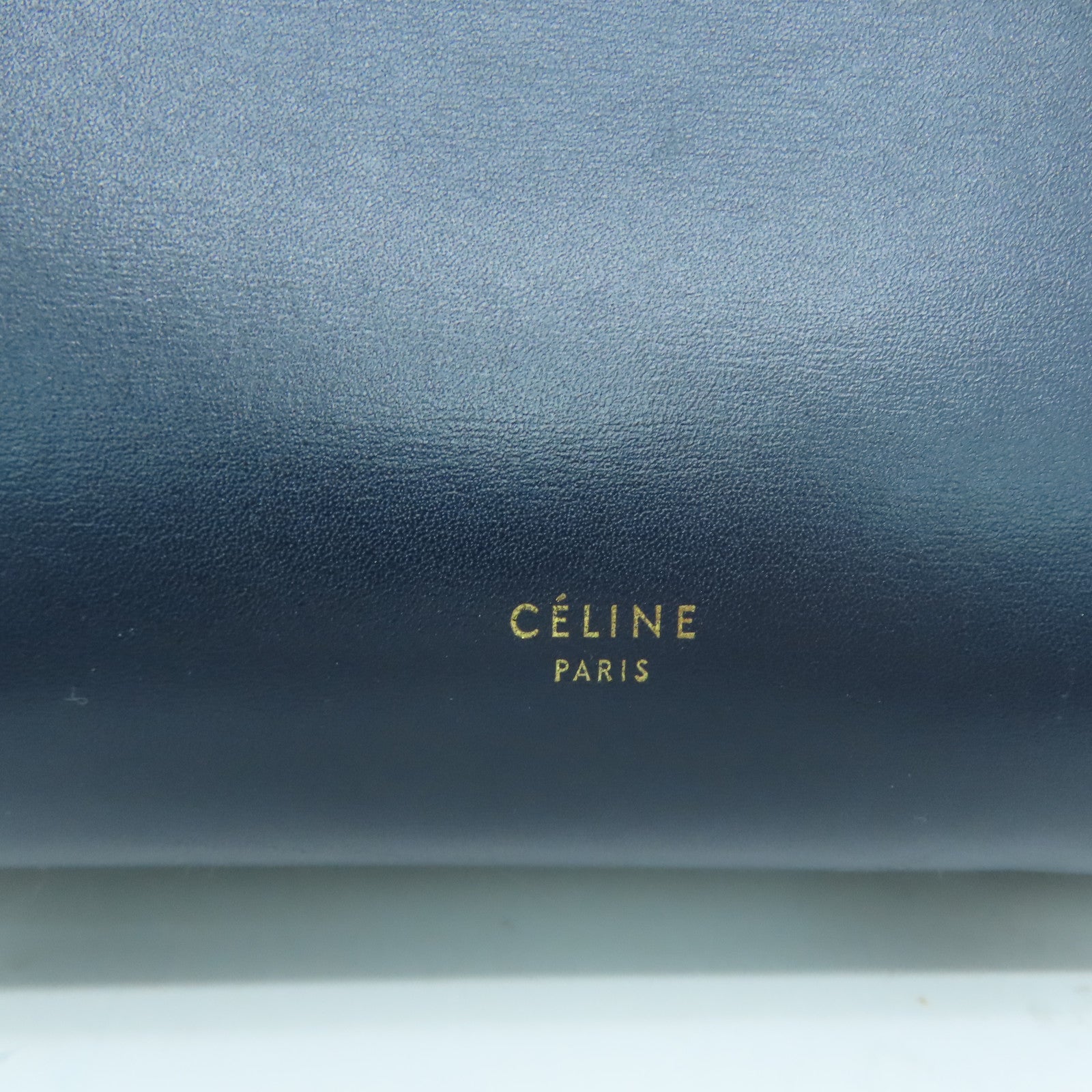 CELINE 牛皮皮革金扣肩背袋深藍色