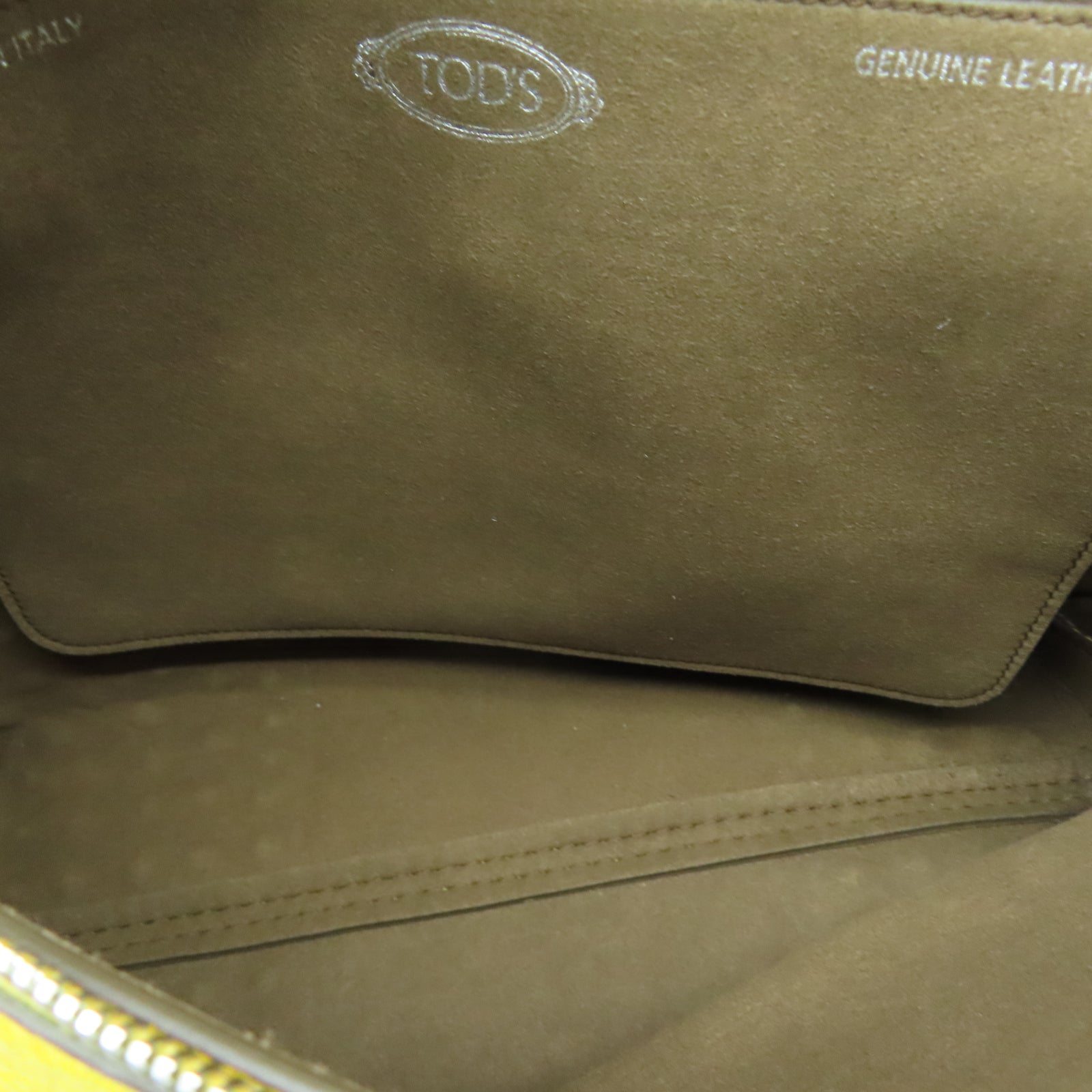 TOD’S 牛皮皮革2 Way Bag銀扣手挽肩背兩用袋黃色