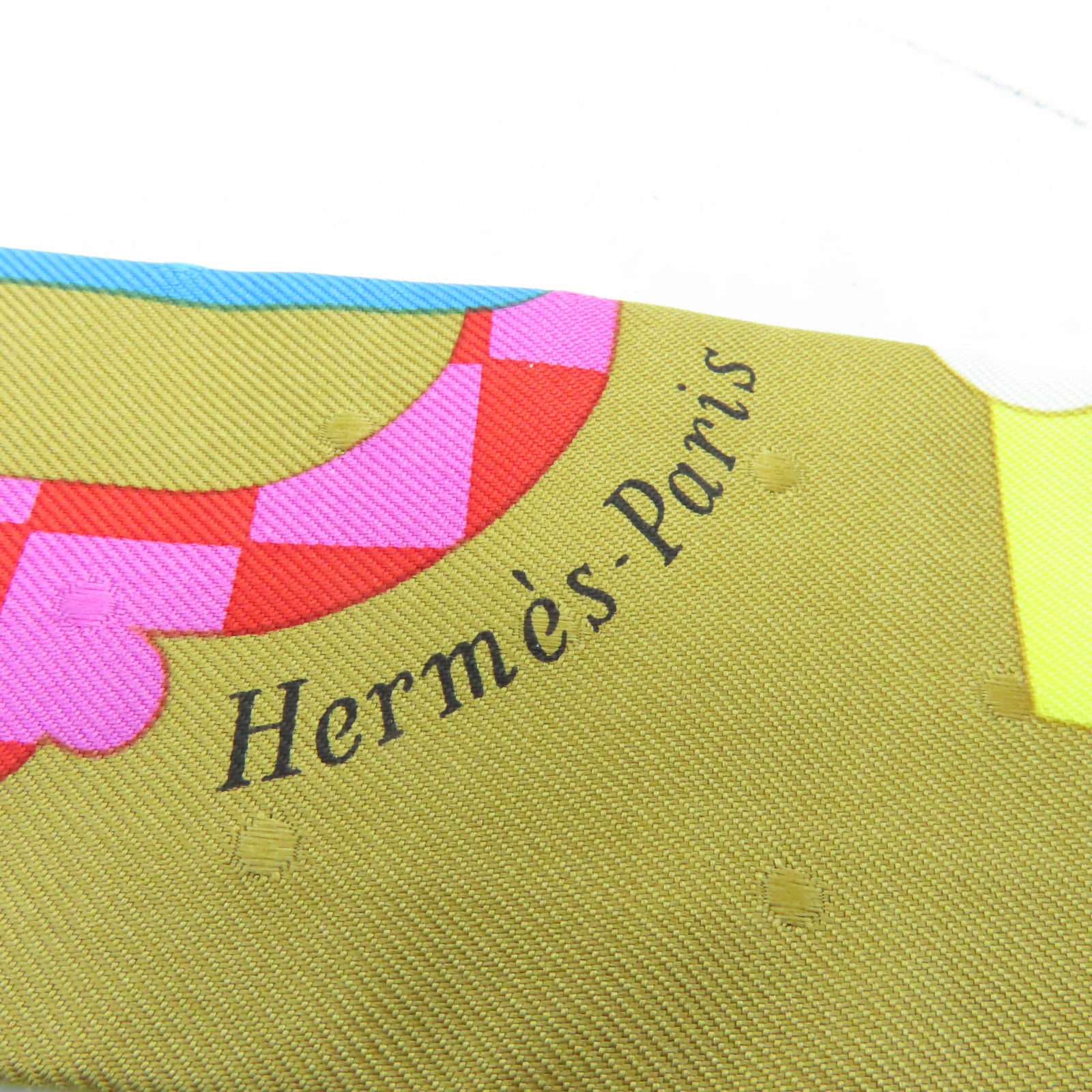 HERMES 絲質Twilly絲巾棕色/彩色