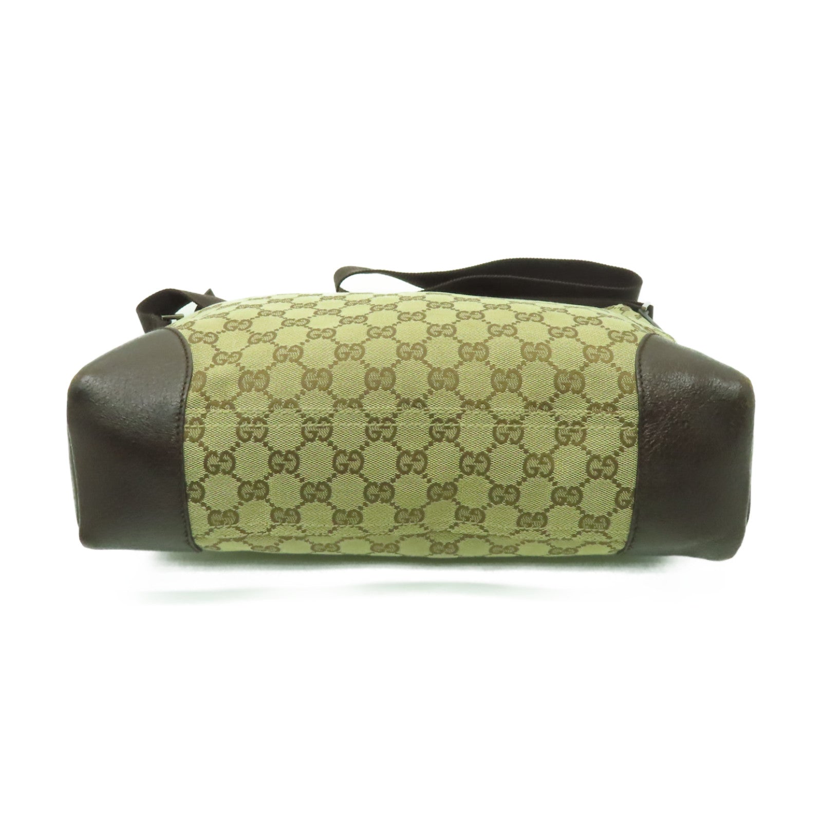GUCCI 帆布Shoulder Bag銀扣肩背袋棕色