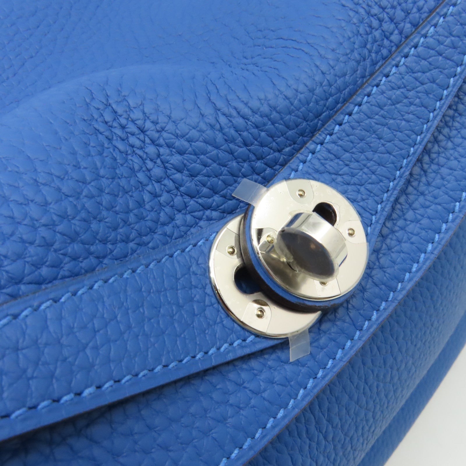 HERMES Clemence皮革Lindy 26 Shoulder Bag銀扣肩背袋Blue Royal/皇室藍色