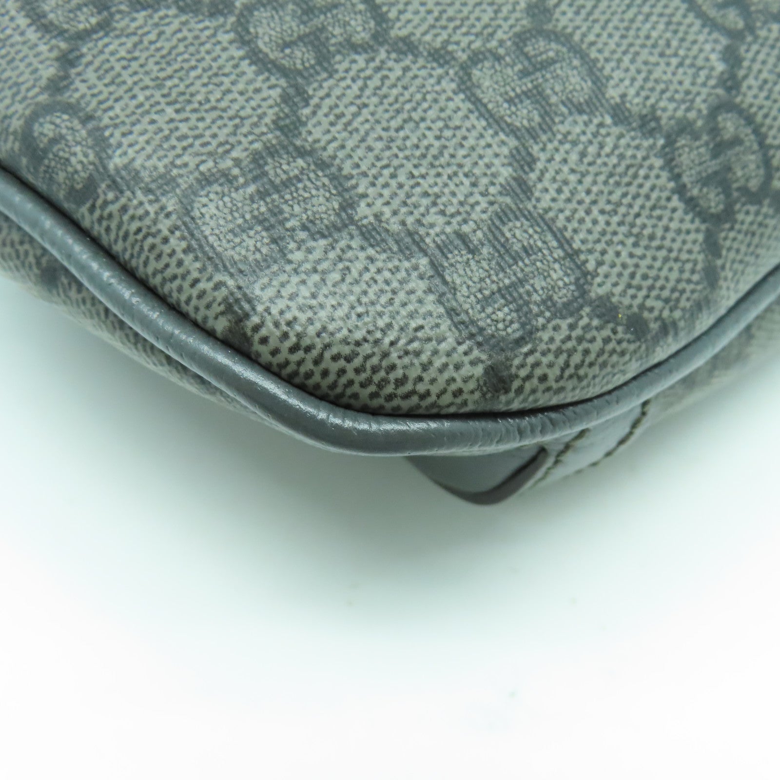 GUCCI 塗層帆布Shoulder Bag銀扣肩背袋灰色