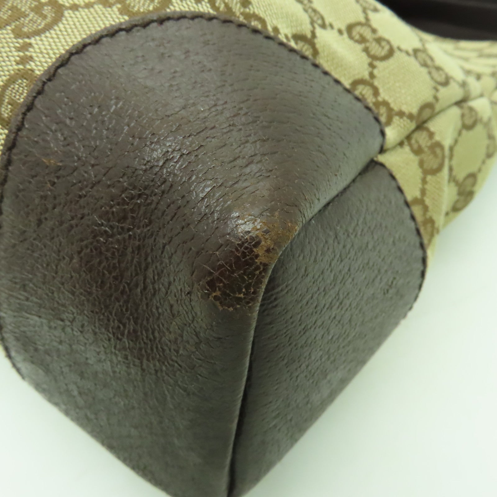 GUCCI 帆布Shoulder Bag銀扣肩背袋棕色