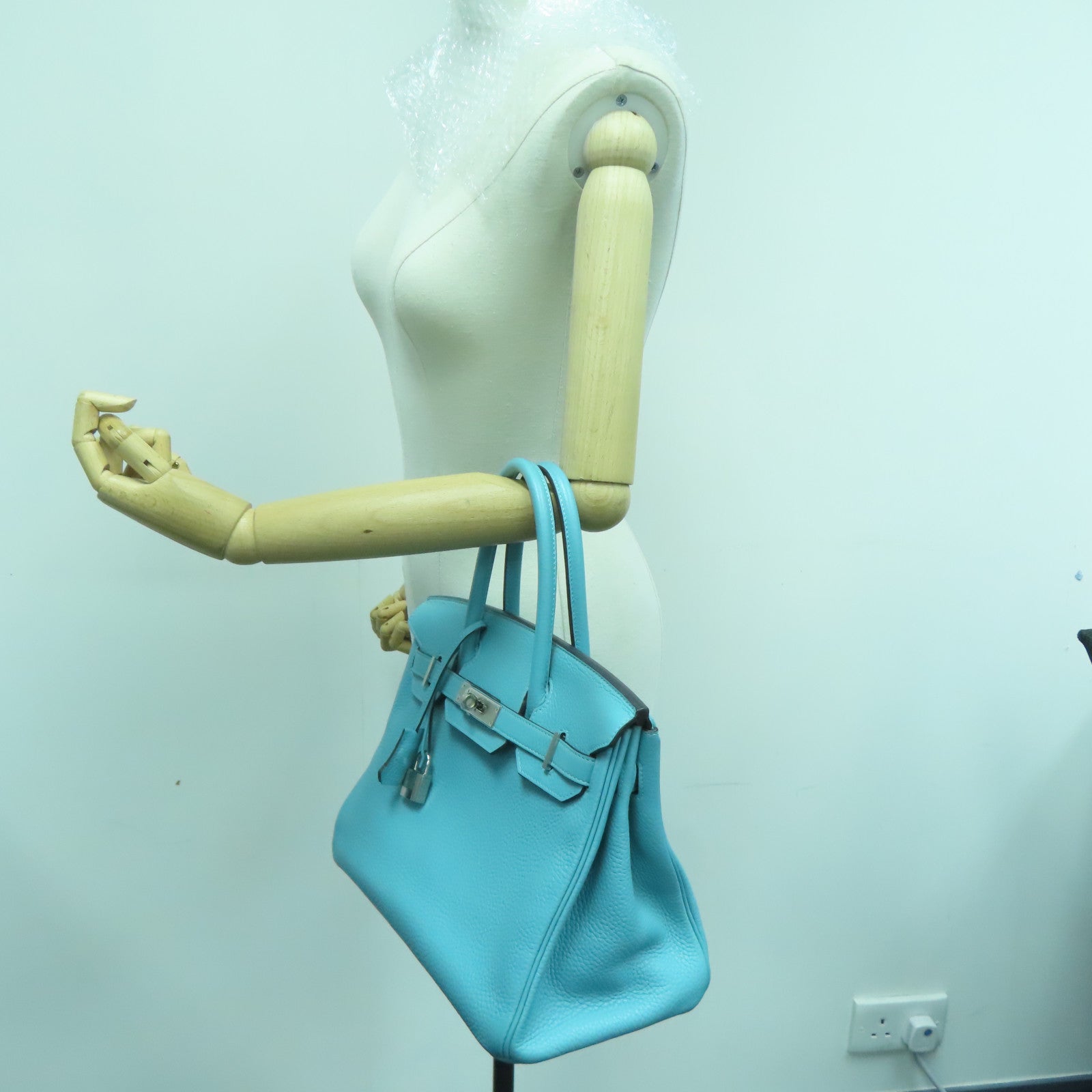 HERMES 【激減優惠】Togo皮革Birkin 30銀扣手挽袋Blue Atoll/藍色