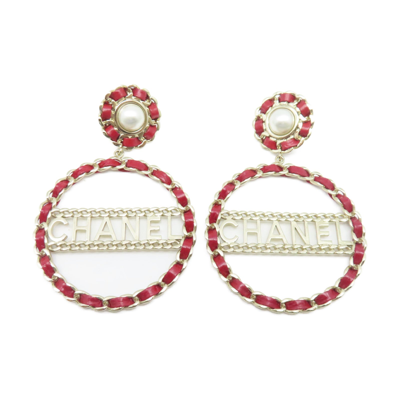 CHANEL 金屬Earrings耳環金色/紅色