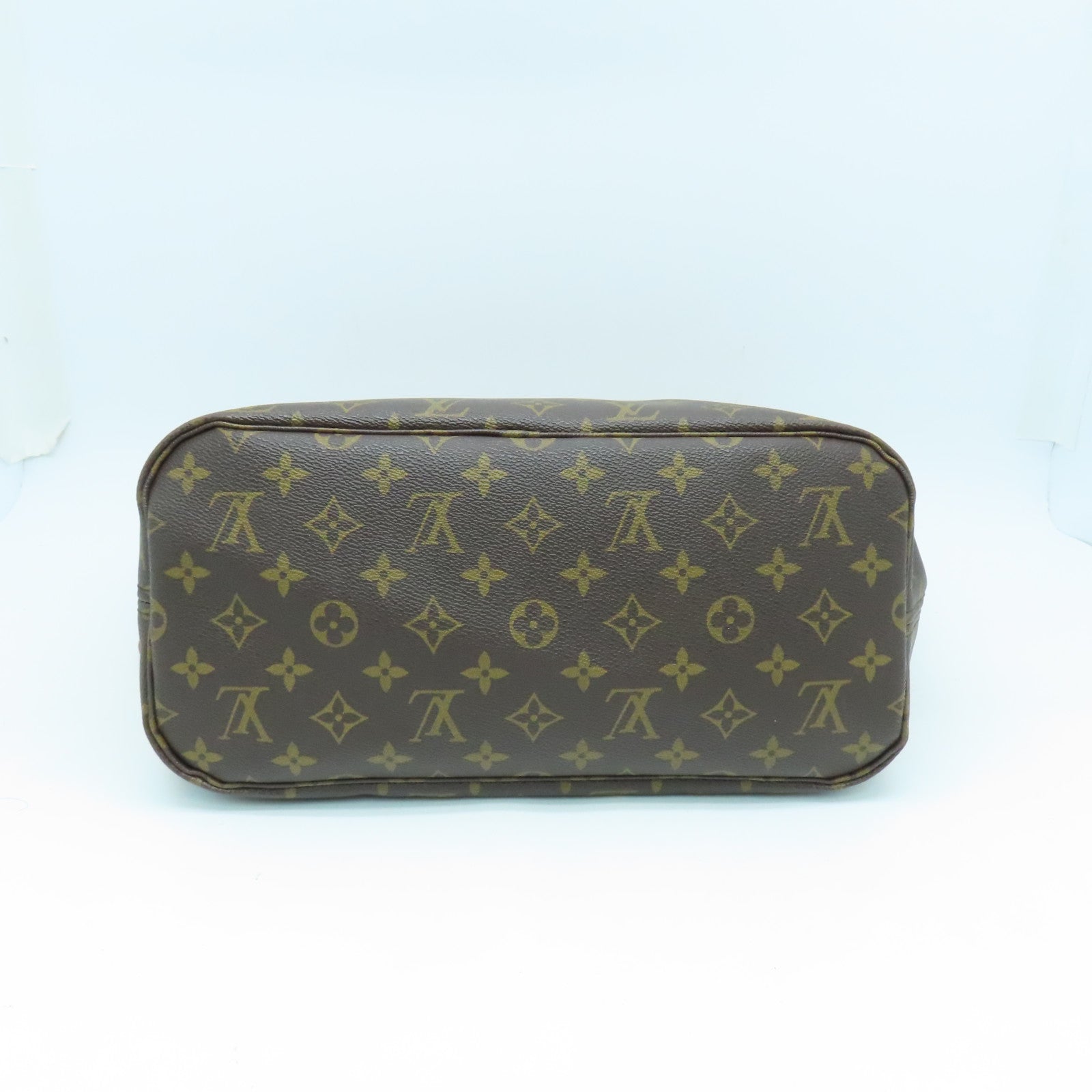 LOUIS VUITTON Monogram Neverfull MM金扣手挽袋啡色