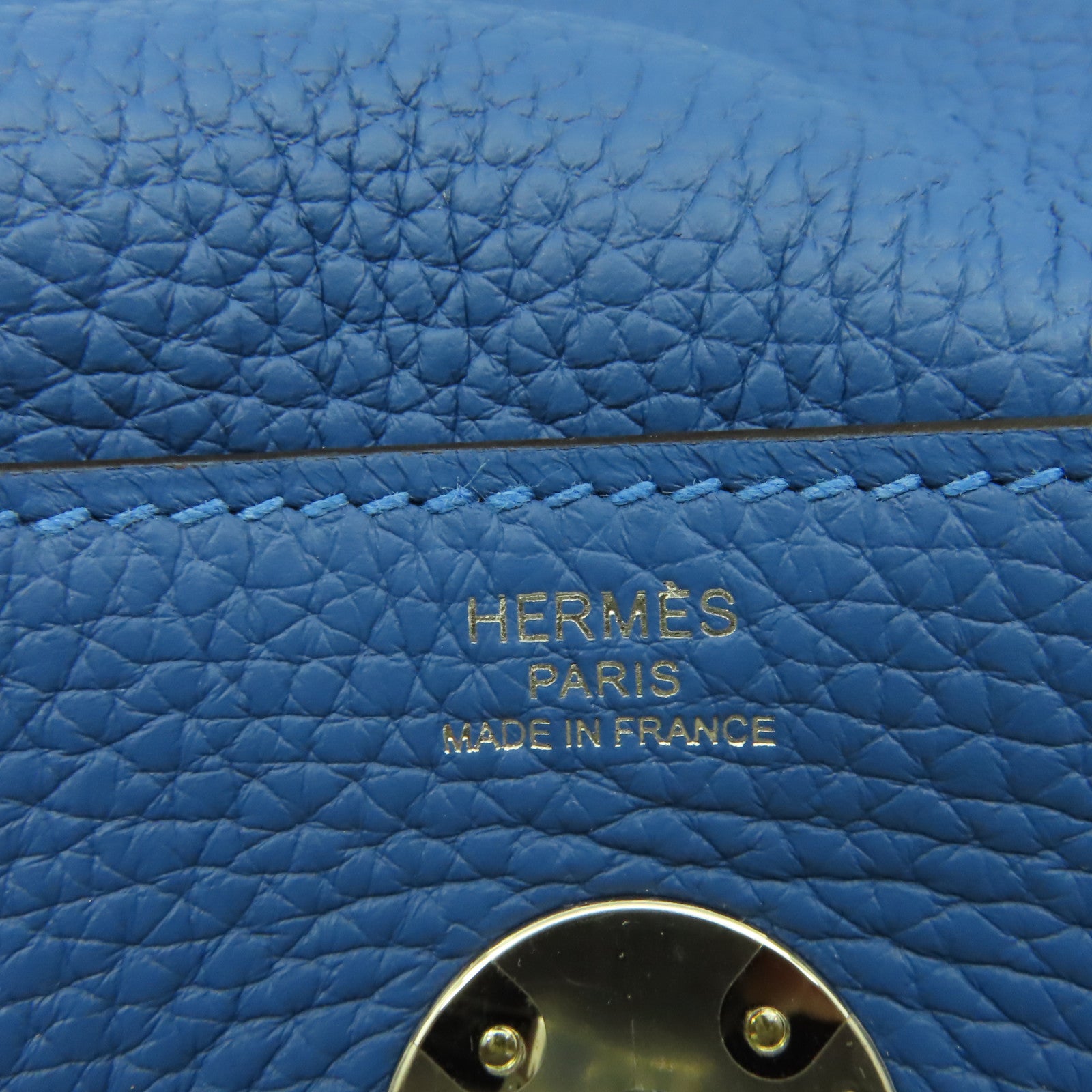 HERMES Clemence皮革Lindy 26 Shoulder Bag銀扣肩背袋Blue Royal/皇室藍色