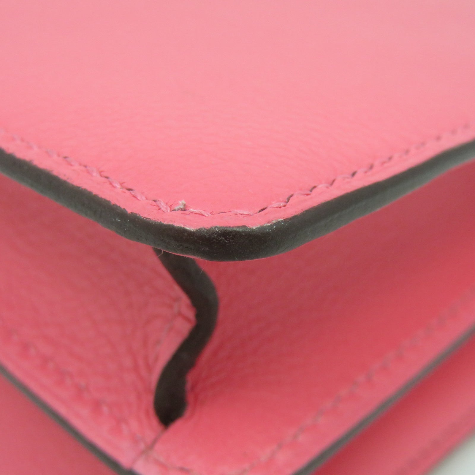 HERMES Evercolor皮革Mini Roulis银扣链带肩背袋Rose Azalee