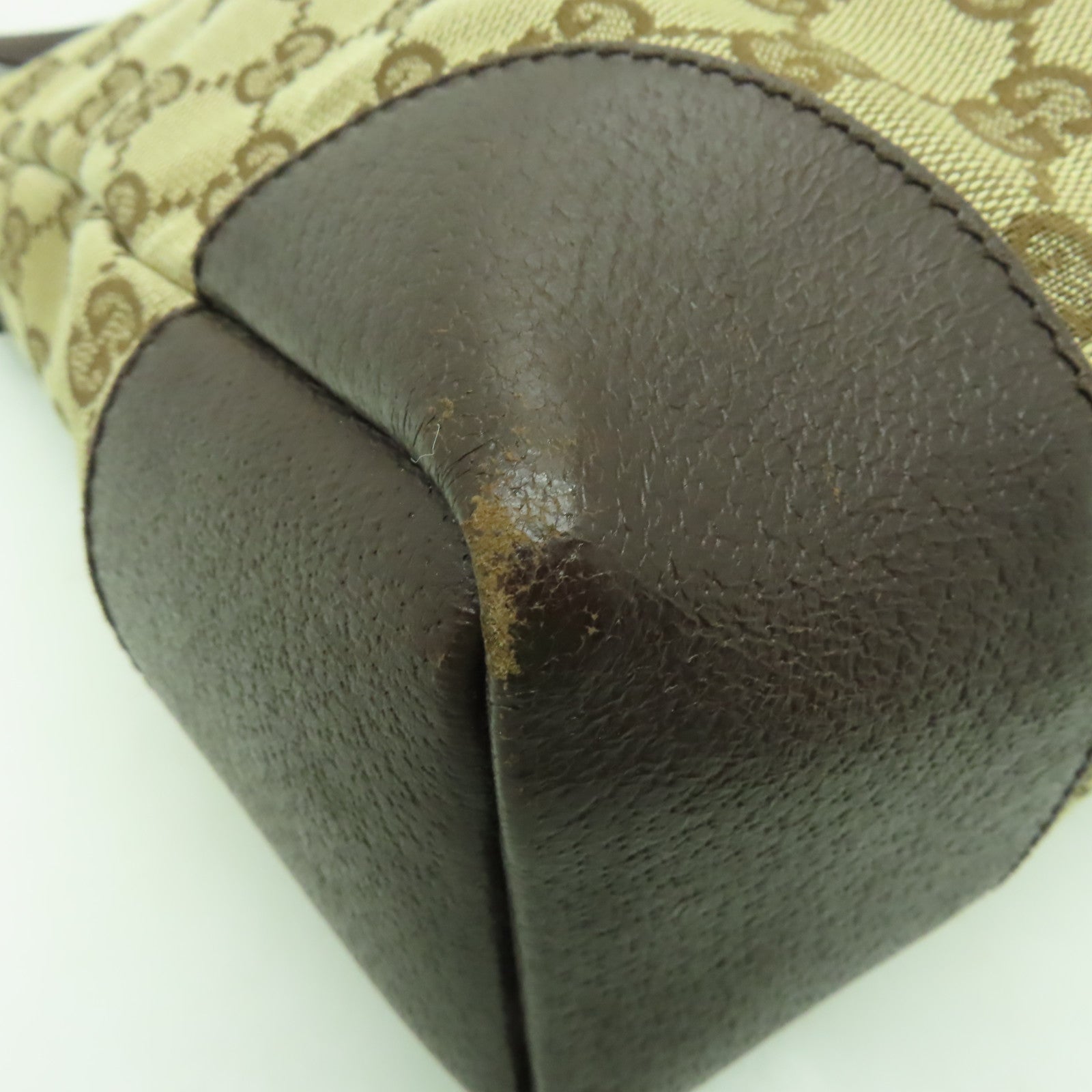 GUCCI 帆布Shoulder Bag銀扣肩背袋棕色