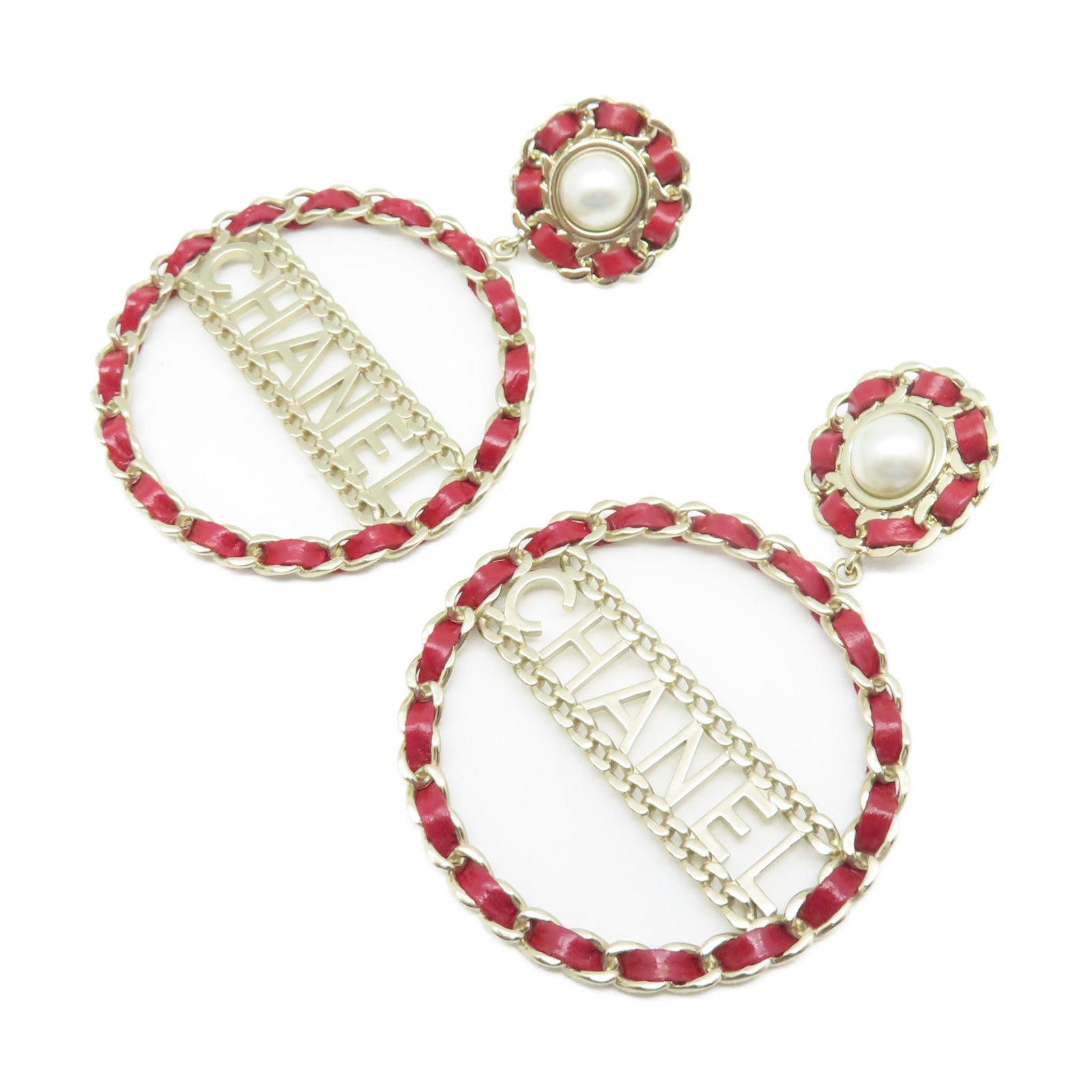 CHANEL 金屬Earrings耳環金色/紅色