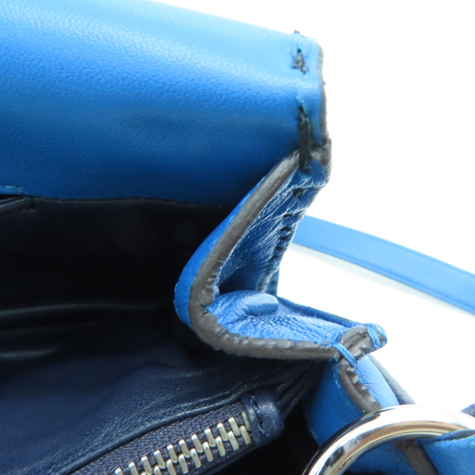 LOEWE 【激減優惠】羊皮皮革Shoulder Bag銀扣肩背袋藍色
