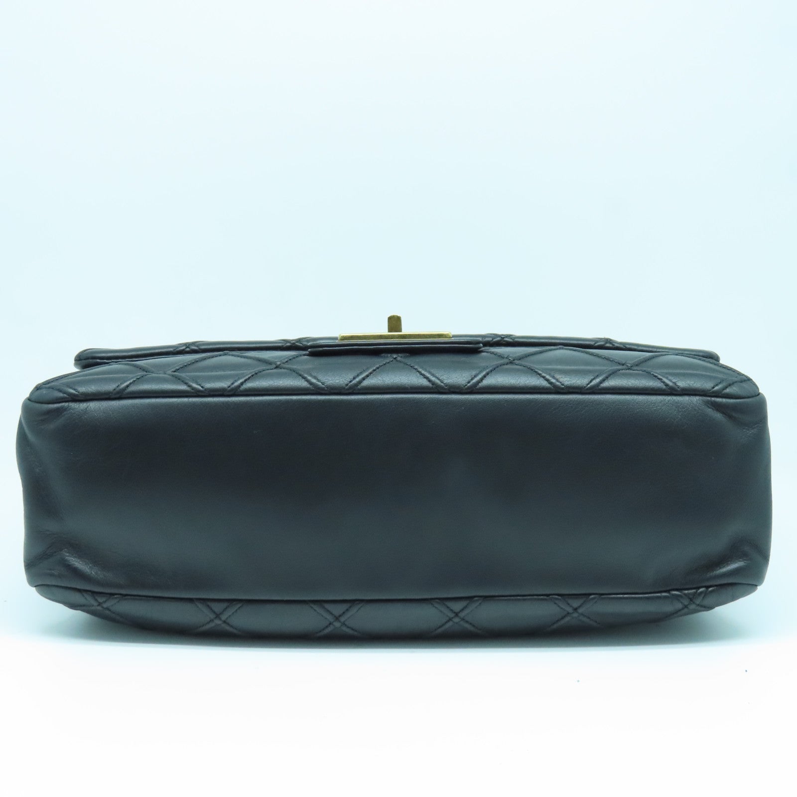 CHANEL 菱格羊皮皮革Chain Shoulder Bag金扣鏈帶肩背袋黑色