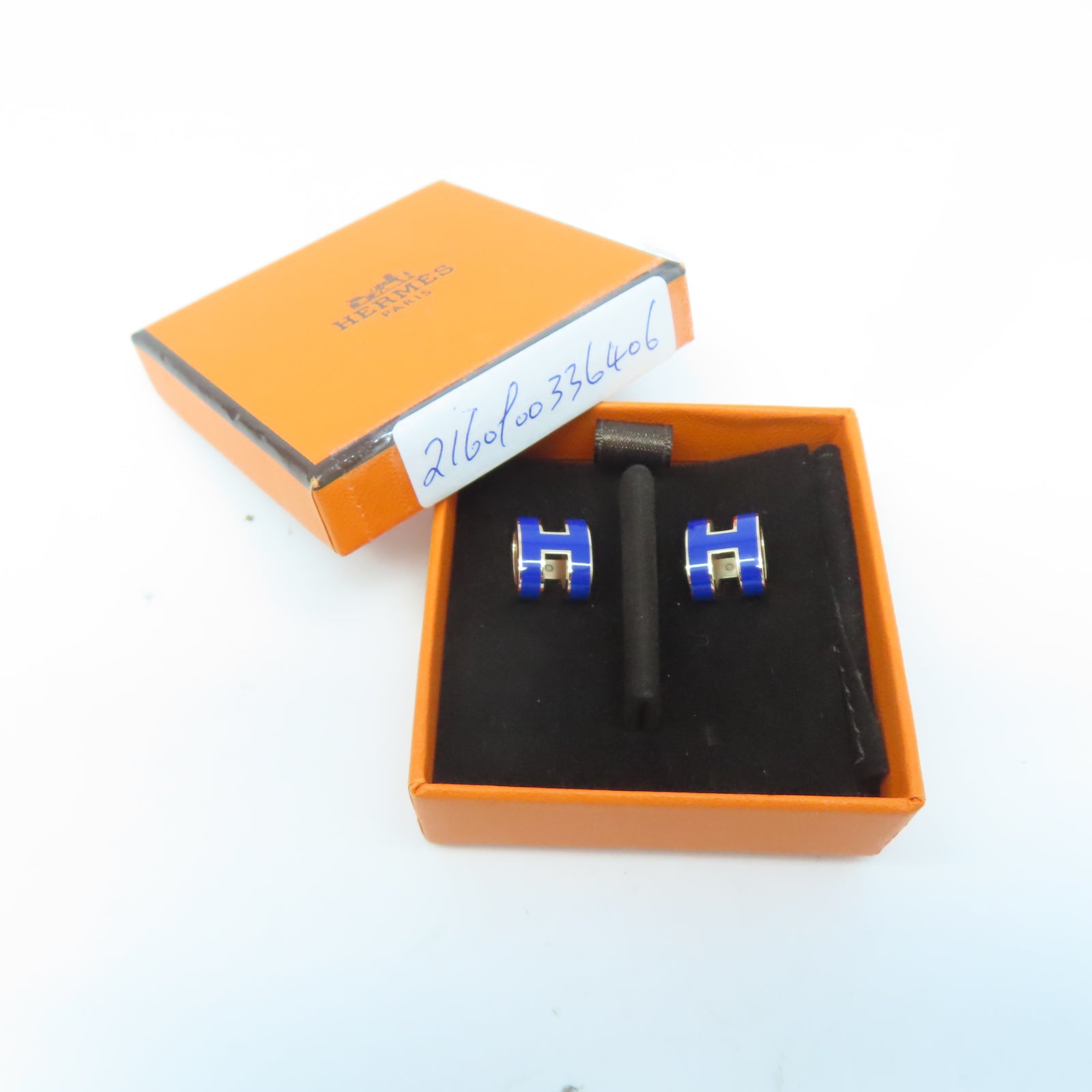 HERMES 金屬Pop H Earrings耳環藍色