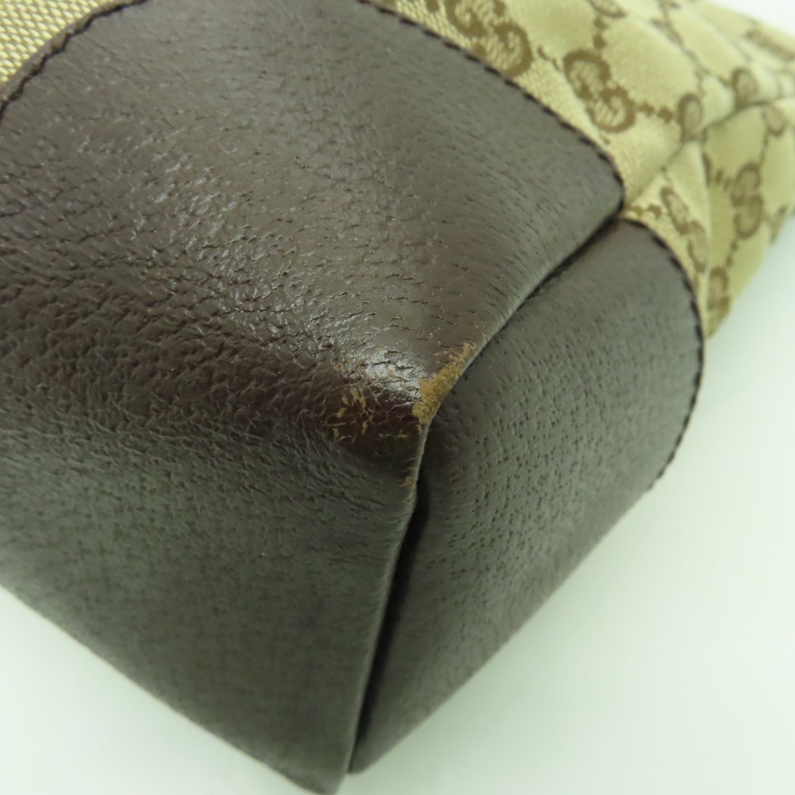 GUCCI 帆布Shoulder Bag銀扣肩背袋棕色