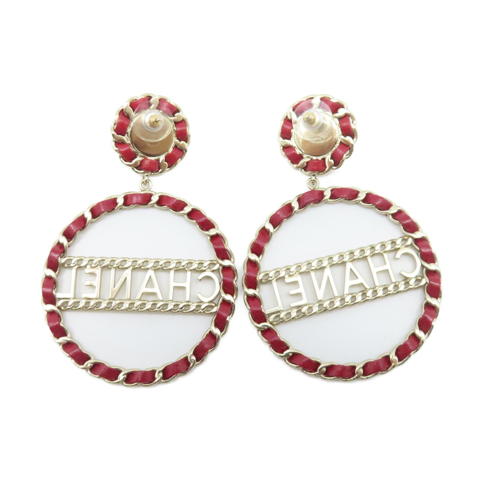 CHANEL 金屬Earrings耳環金色/紅色