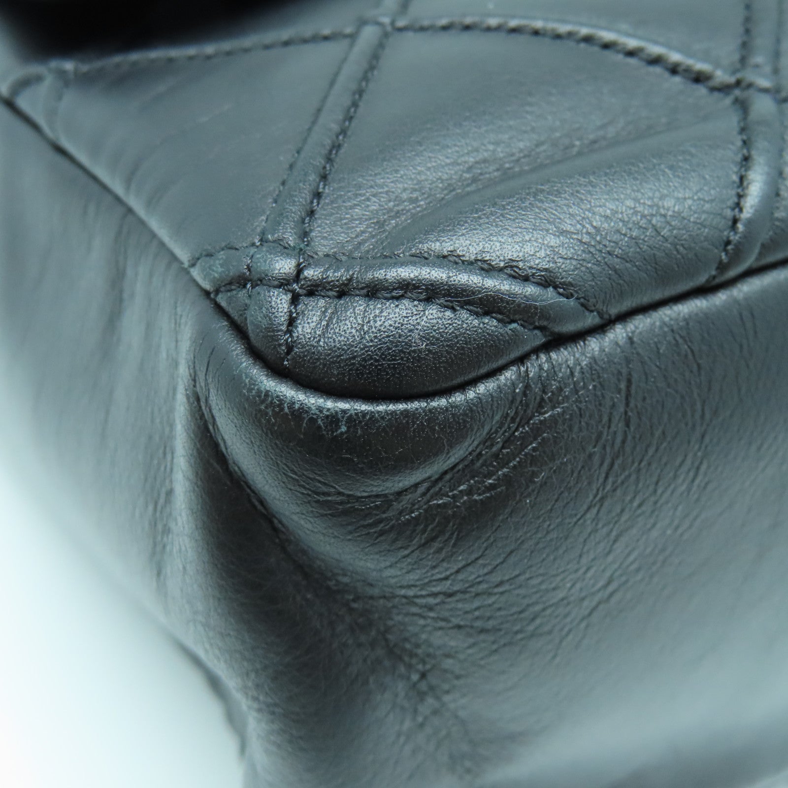 CHANEL 菱格羊皮皮革Chain Shoulder Bag金扣鏈帶肩背袋黑色