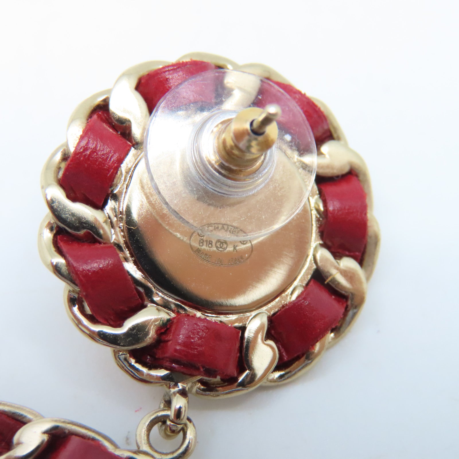 CHANEL 金屬Earrings耳環金色/紅色