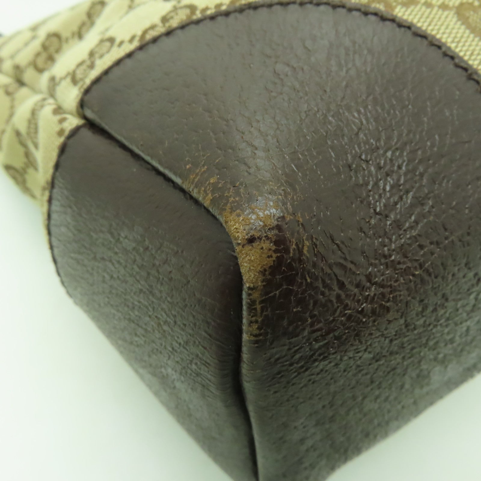 GUCCI 帆布Shoulder Bag銀扣肩背袋棕色
