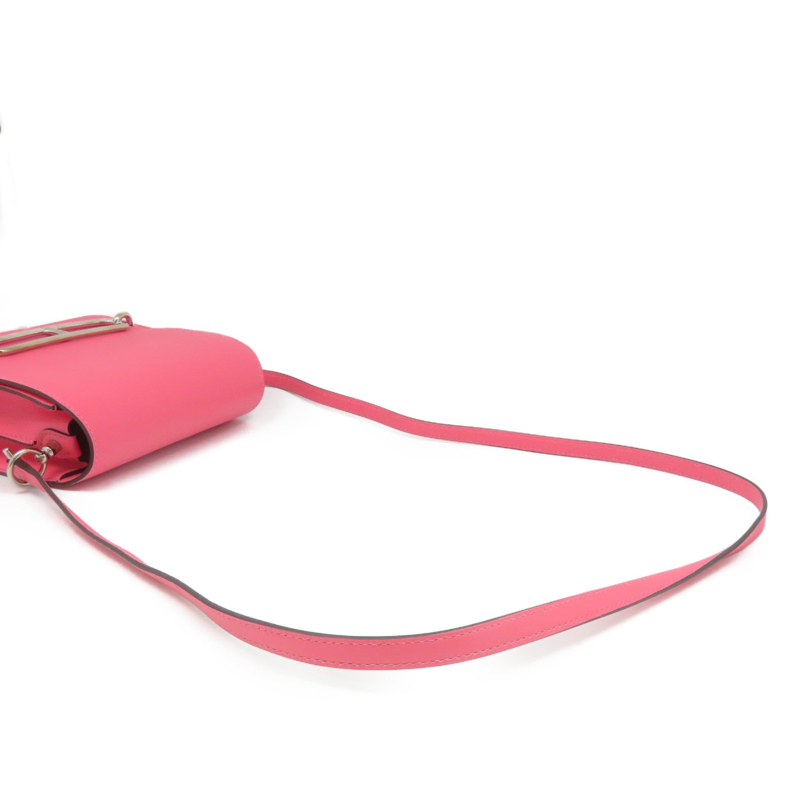 HERMES Evercolor皮革Mini Roulis银扣链带肩背袋Rose Azalee