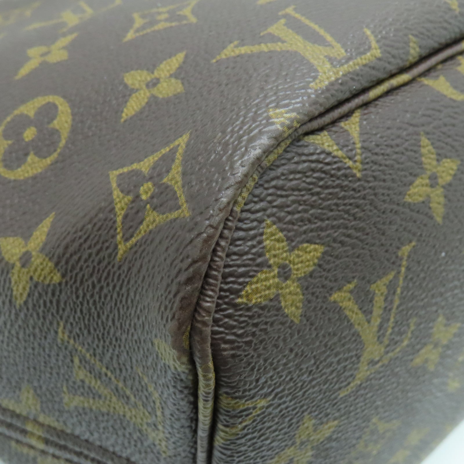 LOUIS VUITTON Monogram Neverfull MM金扣手挽袋啡色