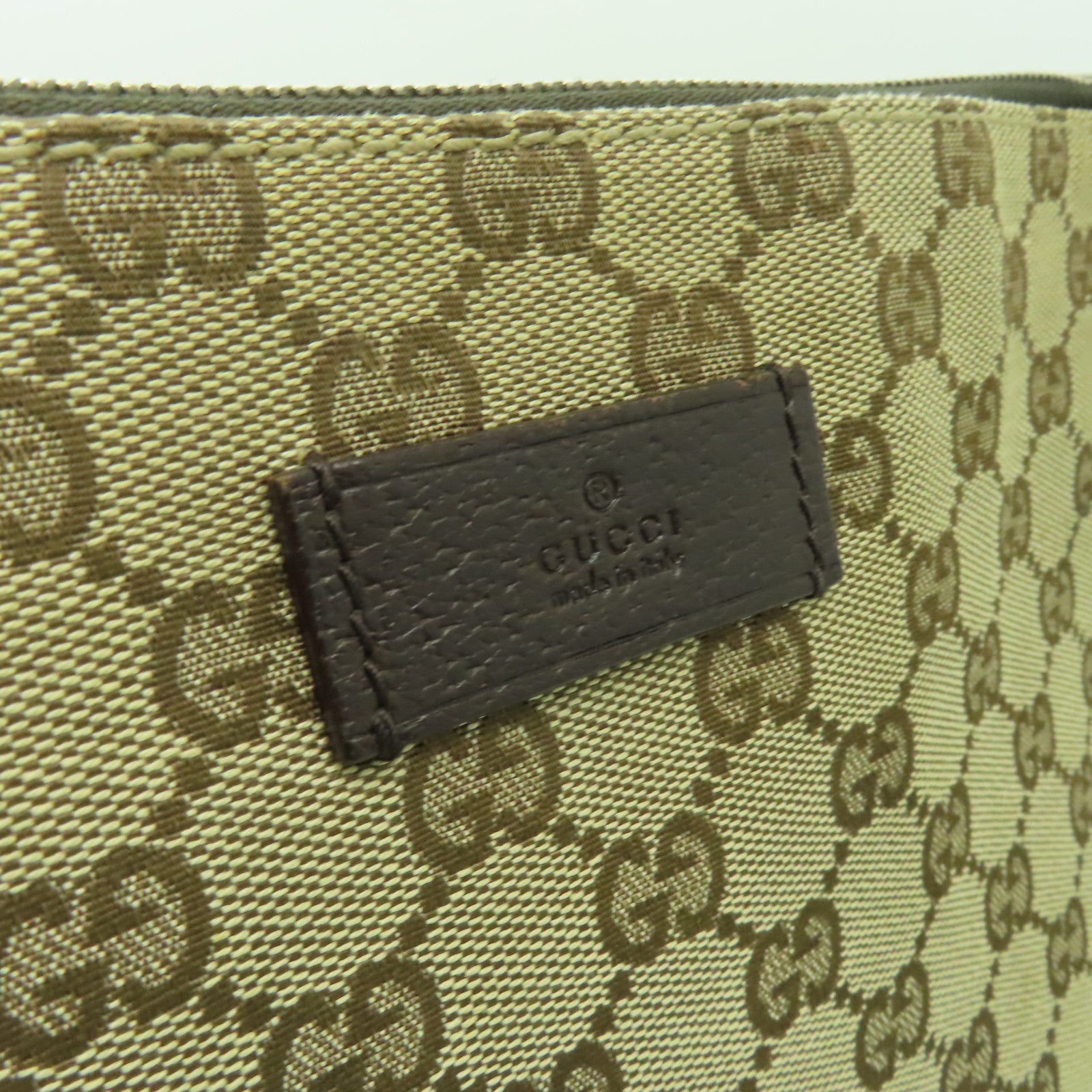 GUCCI 帆布Shoulder Bag銀扣肩背袋棕色