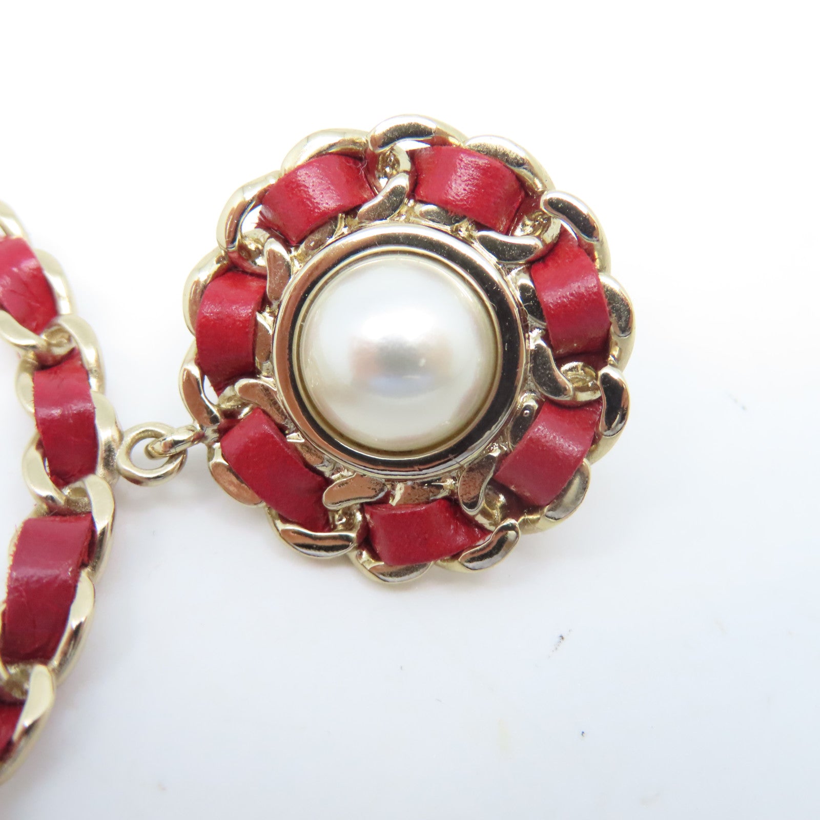 CHANEL 金屬Earrings耳環金色/紅色