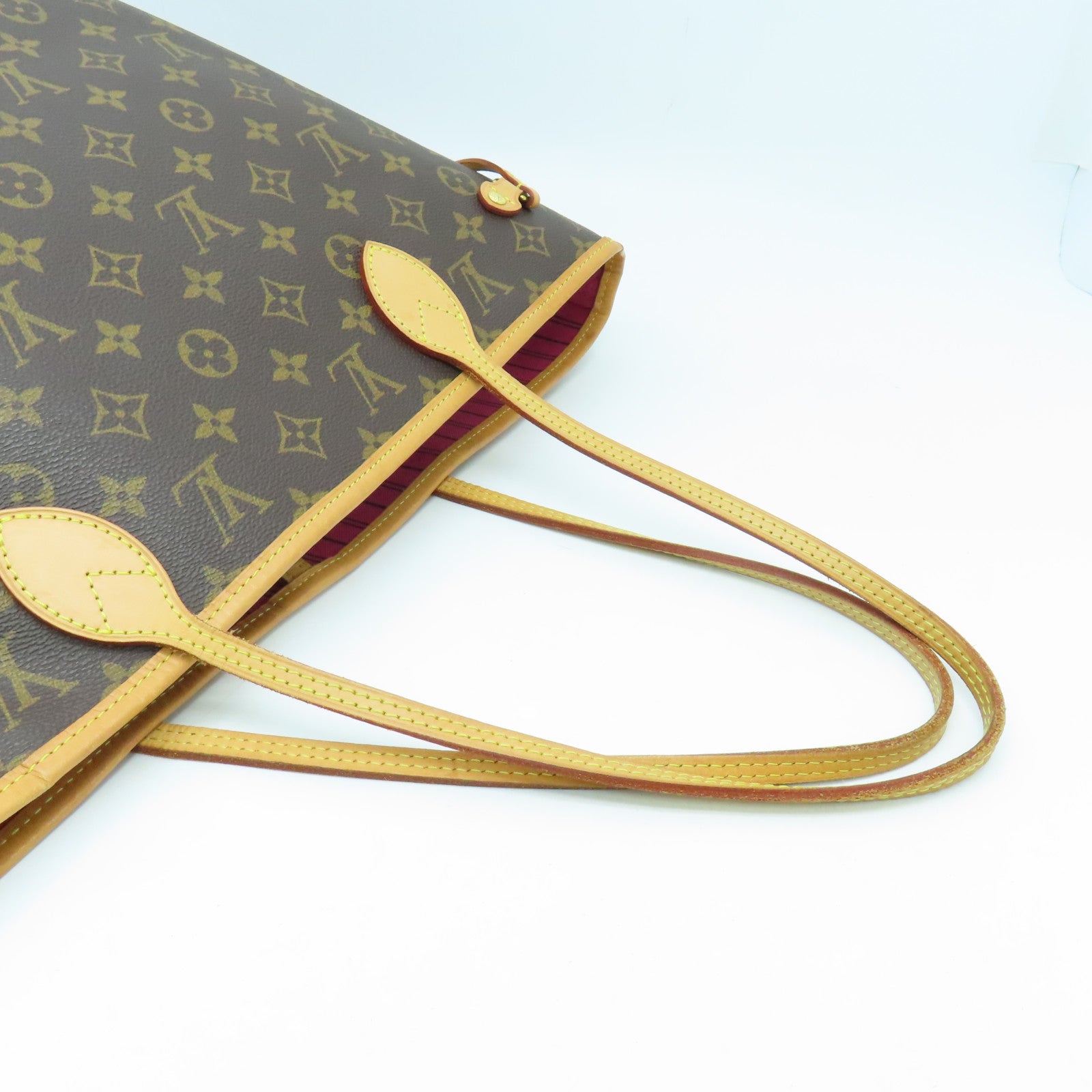 LOUIS VUITTON Monogram Neverfull MM金扣手挽袋啡色