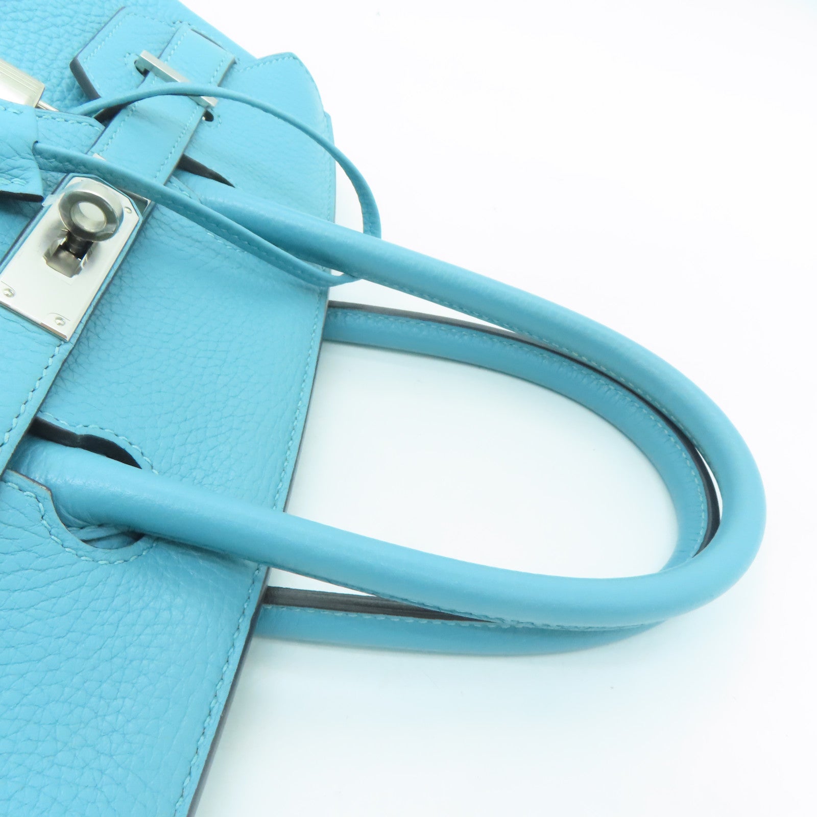 HERMES 【激減優惠】Togo皮革Birkin 30銀扣手挽袋Blue Atoll/藍色