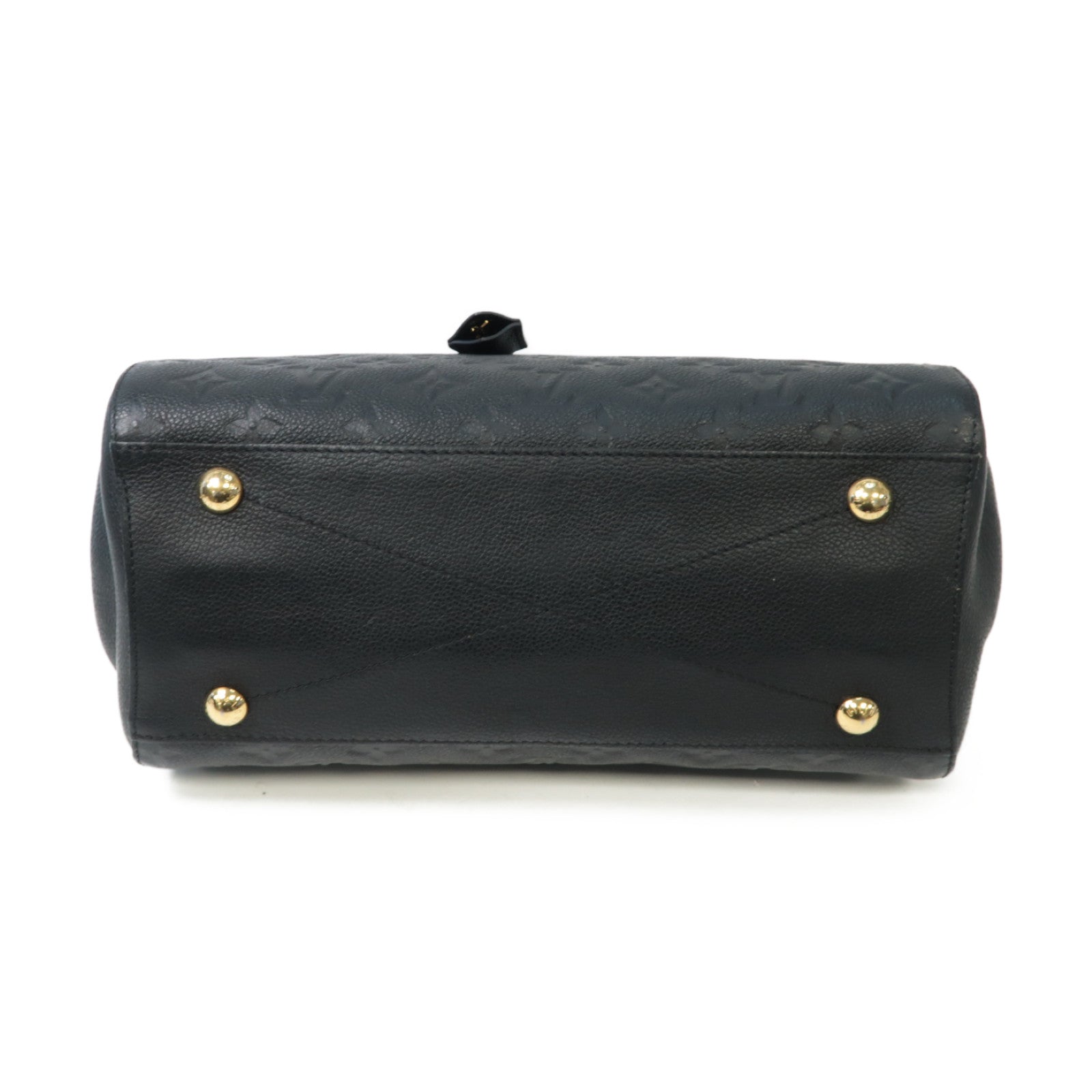 LOUIS VUITTON Monogram Empreinte Montaigne MM金扣手挽肩背兩用袋深藍色