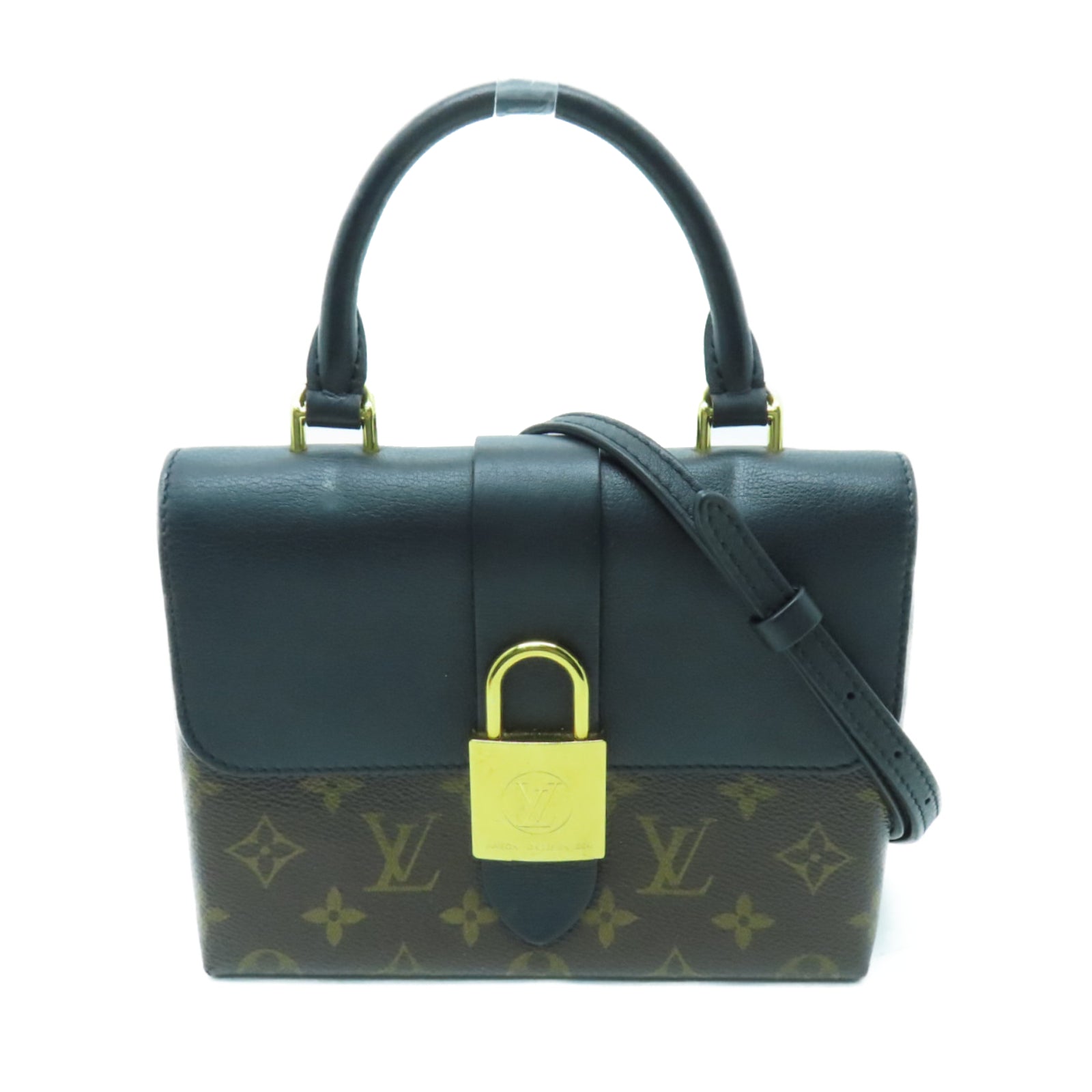 LOUIS VUITTON Monogram Locky BB金扣手挽肩背兩用袋黑色/棕色